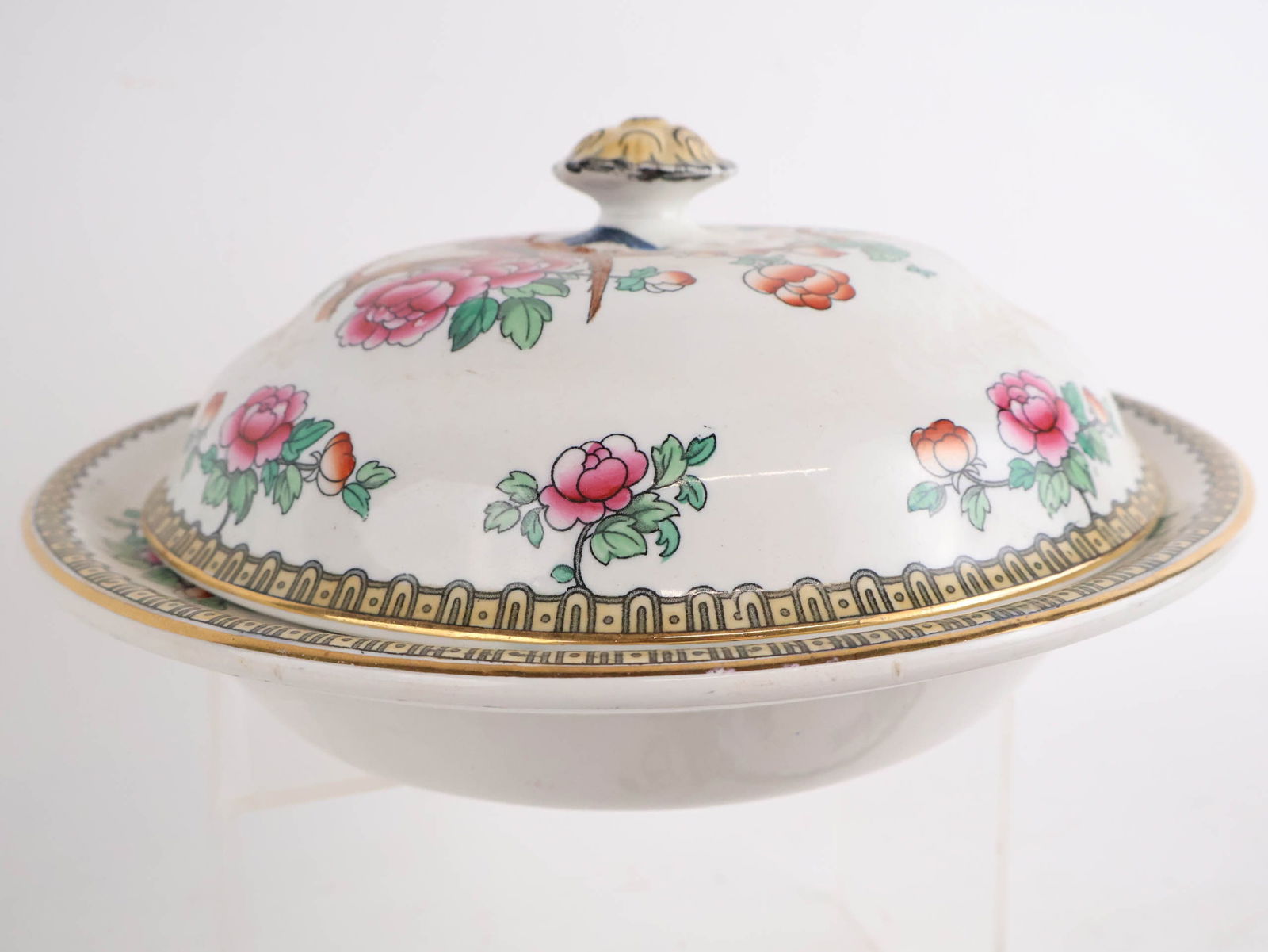 Six Whieldon Ware Pheasant Pattern Serving Pieces - 13