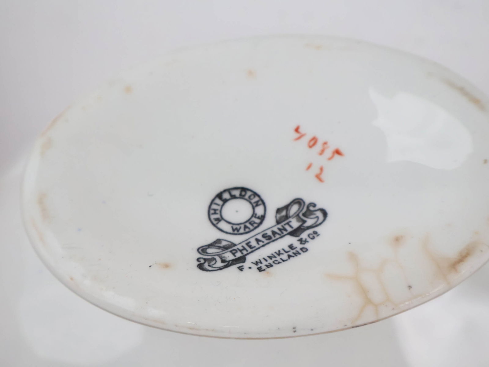 Six Whieldon Ware Pheasant Pattern Serving Pieces - 6