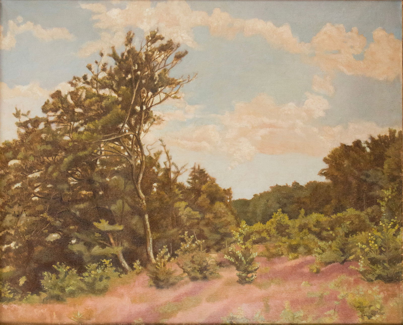 Sigurd Wandel, 1875-1947, Landscape of Tree Line, Oil on Canvas: Sigurd Wandel 1875-1947 Landscape of Tree Line Oil on Canvas Initialed l.r. "S.M." Sight: 24 x 29 1/2 in. (61 x 74.9 cm.), Frame: 30 1/2 x 36 1/4 in. (77.5 x 92.1 cm.)