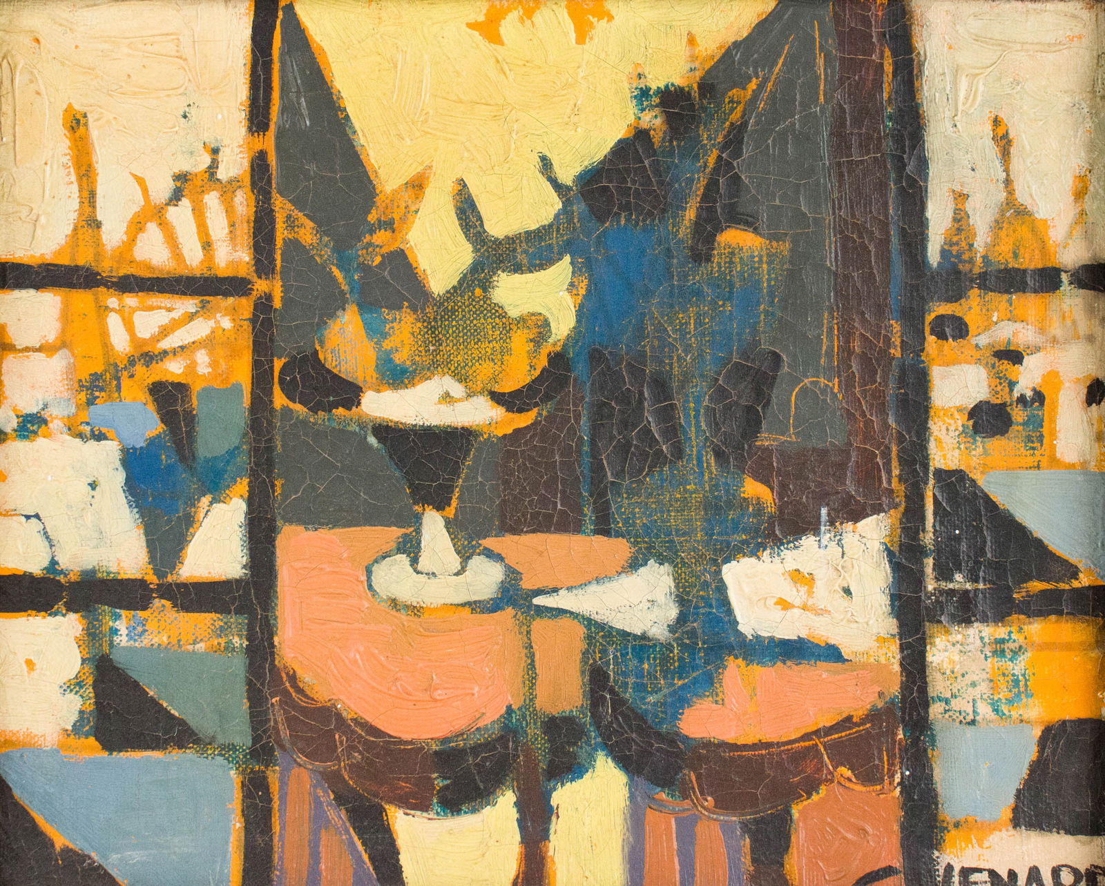 Claude Venard, French 1913-1999, Enigme entre d'un et l'autre, Oil on Canvas: Claude Venard French, 1913-1999 Enigme entre d'un et l'autre Oil on Canvas Signed l.r., titled on a label on the stretcher. Sight: 8 x 10 1/4 in. (20.3 x 26 cm.), Frame: 15 1/2 x 17 1/2 in. (39.4 x