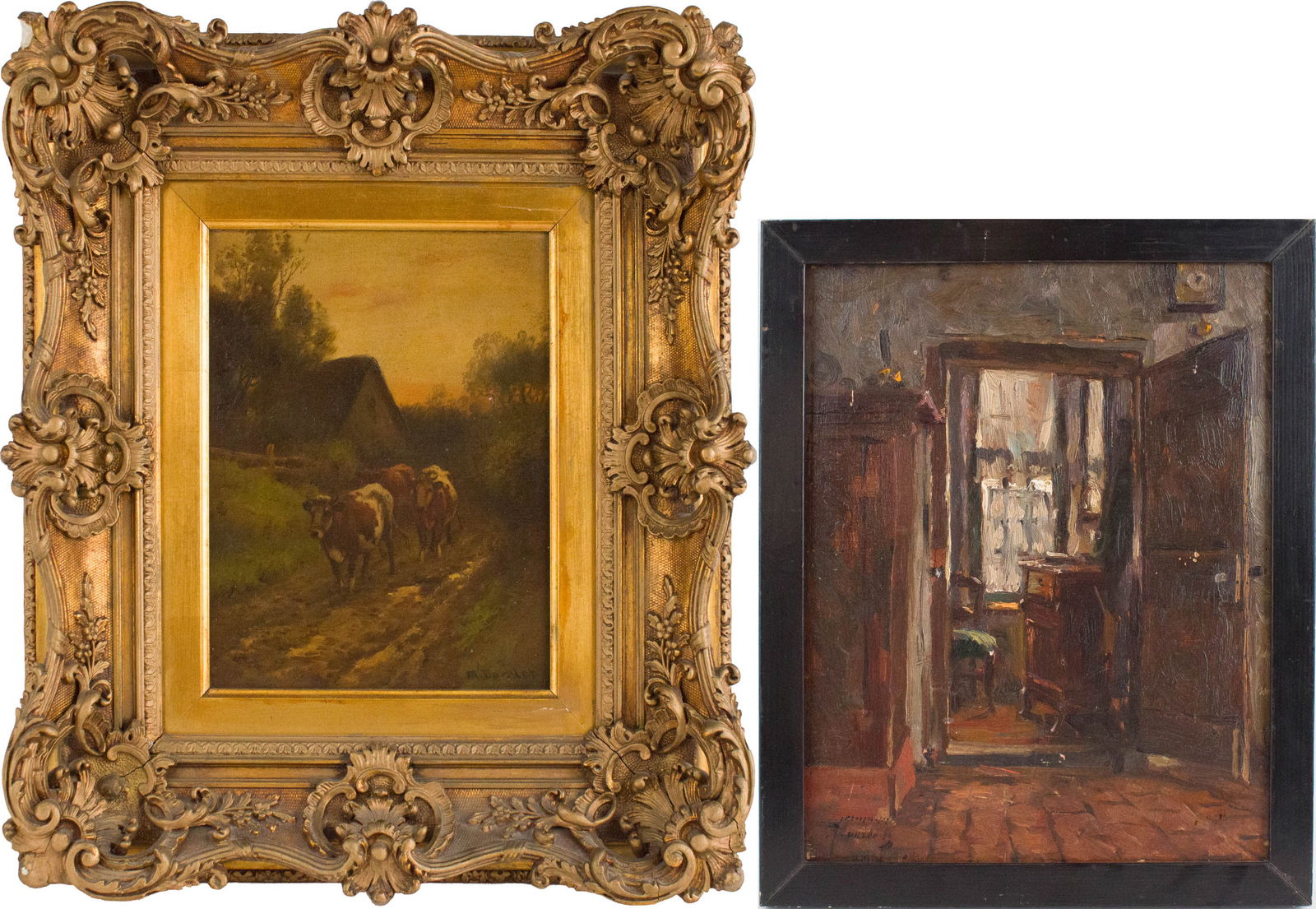 M Barillet, Cows Walking on Path, Oil on Canvas (1 of 13)