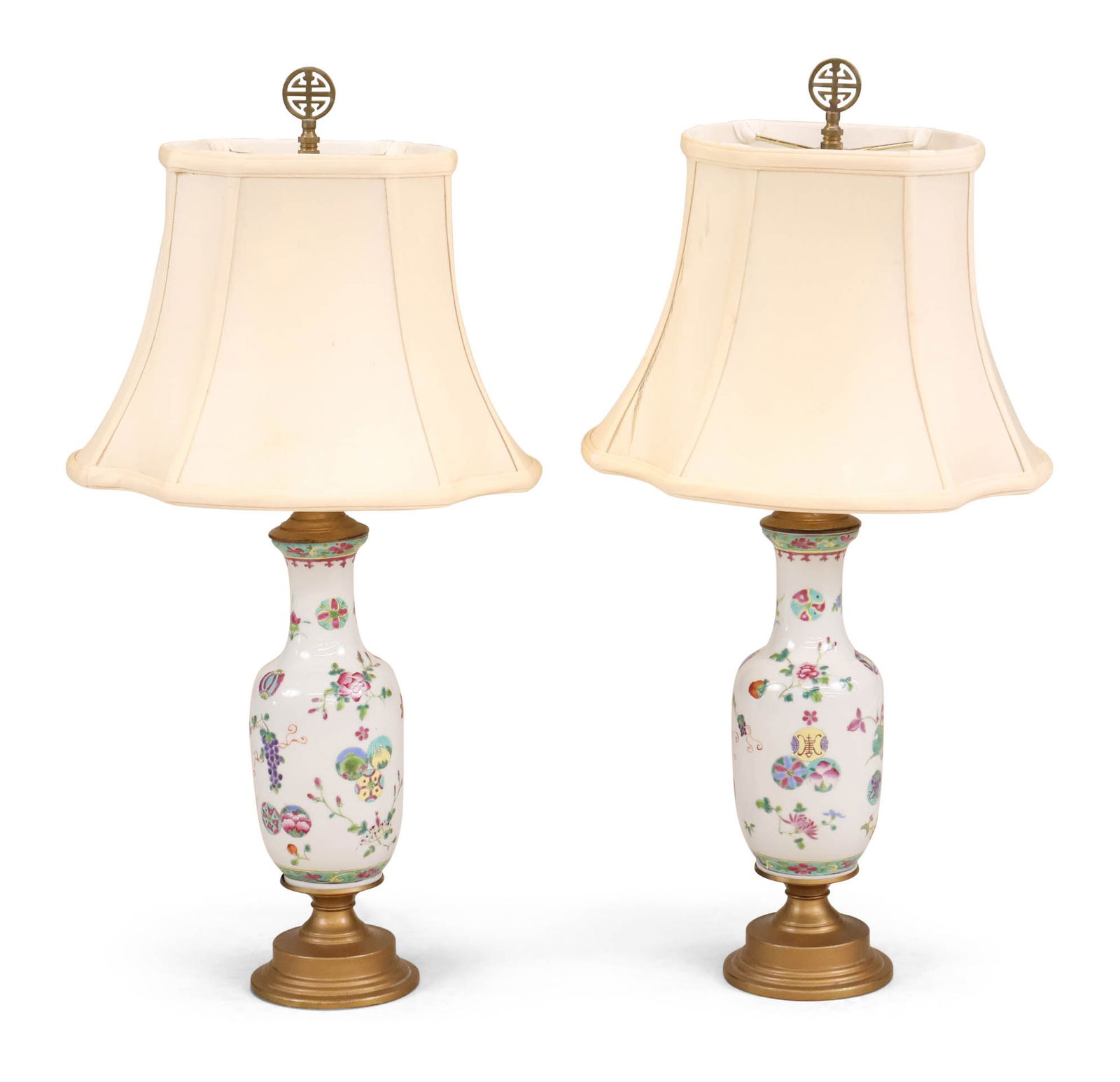 Pair of Chinese Famille Rose Table Lamps (1 of 10)