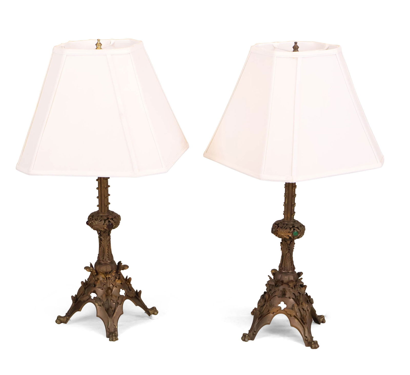 Pair of Gothic Revival Style Brass Table Lamps (1 of 12)