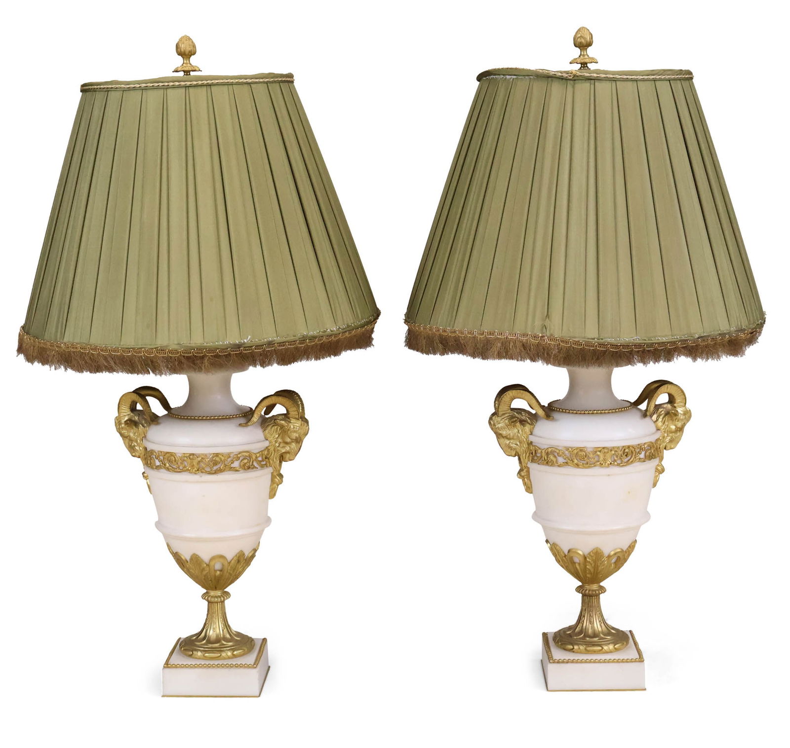Pair of Neoclassical Style Ormolu-Mounted Stone Table Lamps (1 of 13)