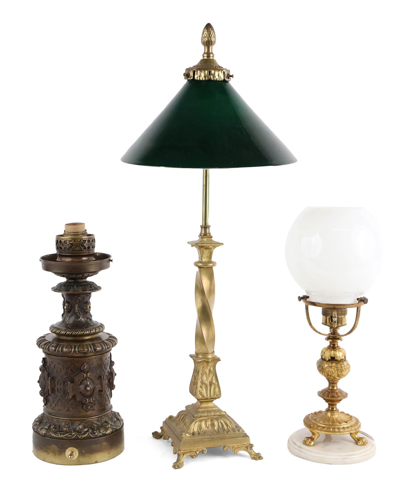 Three Neoclassical Style Patinated Metal Table Lamps (1 of 18)