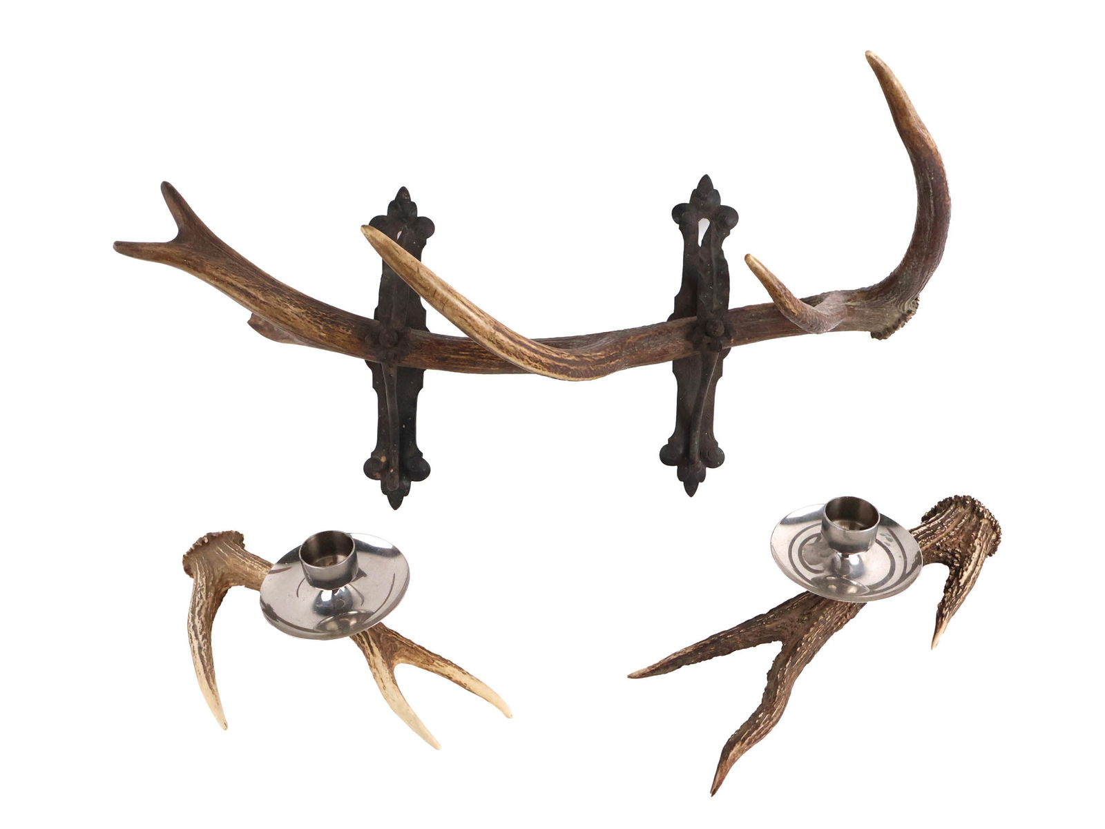 Pair of Antler Mounted Candle Holders (1 of 8)