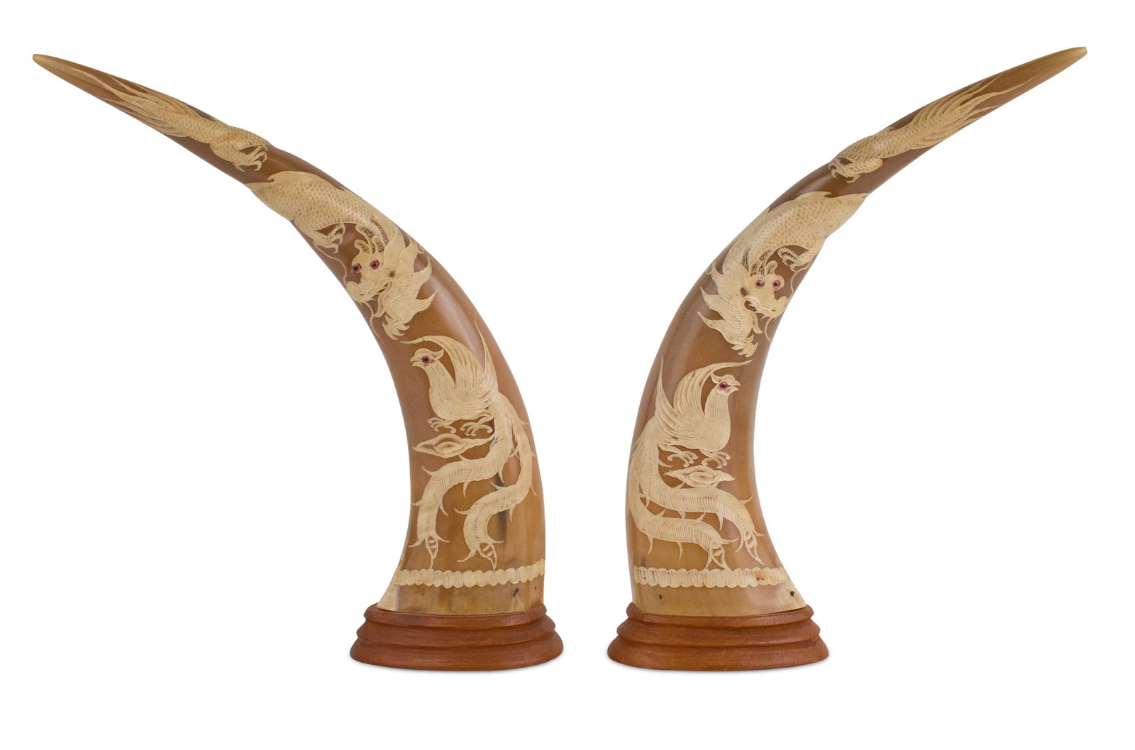 Pair of Chinese Carved Horns (1 of 12)