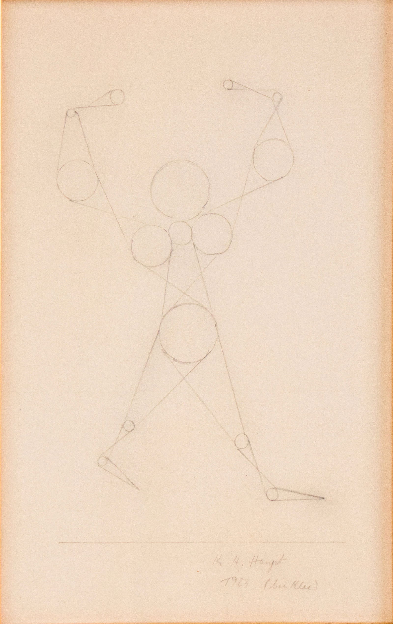 Karl Hermann Haupt, 1904-1983, Abstract Figure, Pencil on paper: Karl Hermann Haupt1904-1983Abstract FigurePencil on paperSigned l.r. "K.H. Haupt, 1923 (bin Klee).Sight: 9 1/2 x 6 1/4 in. (24.1 x 15.9 cm.), Frame: 20 x 16 1/4 in. (50.8 x 41.3 cm.)