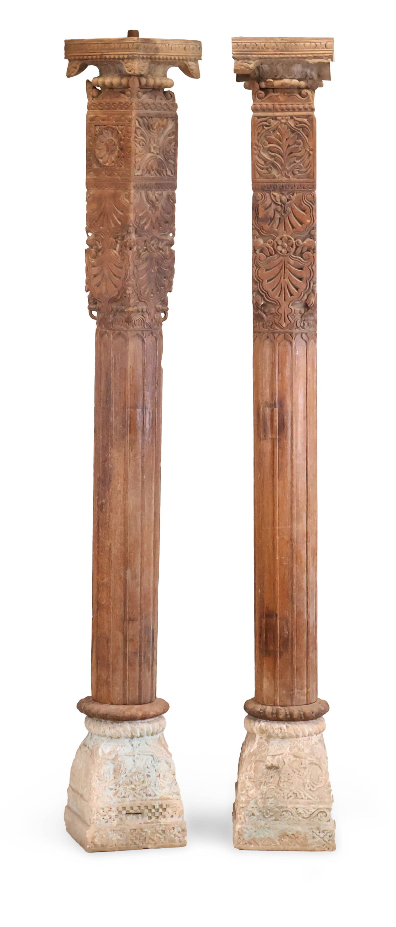 Two Southeast Asian Wood and Stone Columns: Two Southeast Asian Wood and Stone Columns In multiple parts.