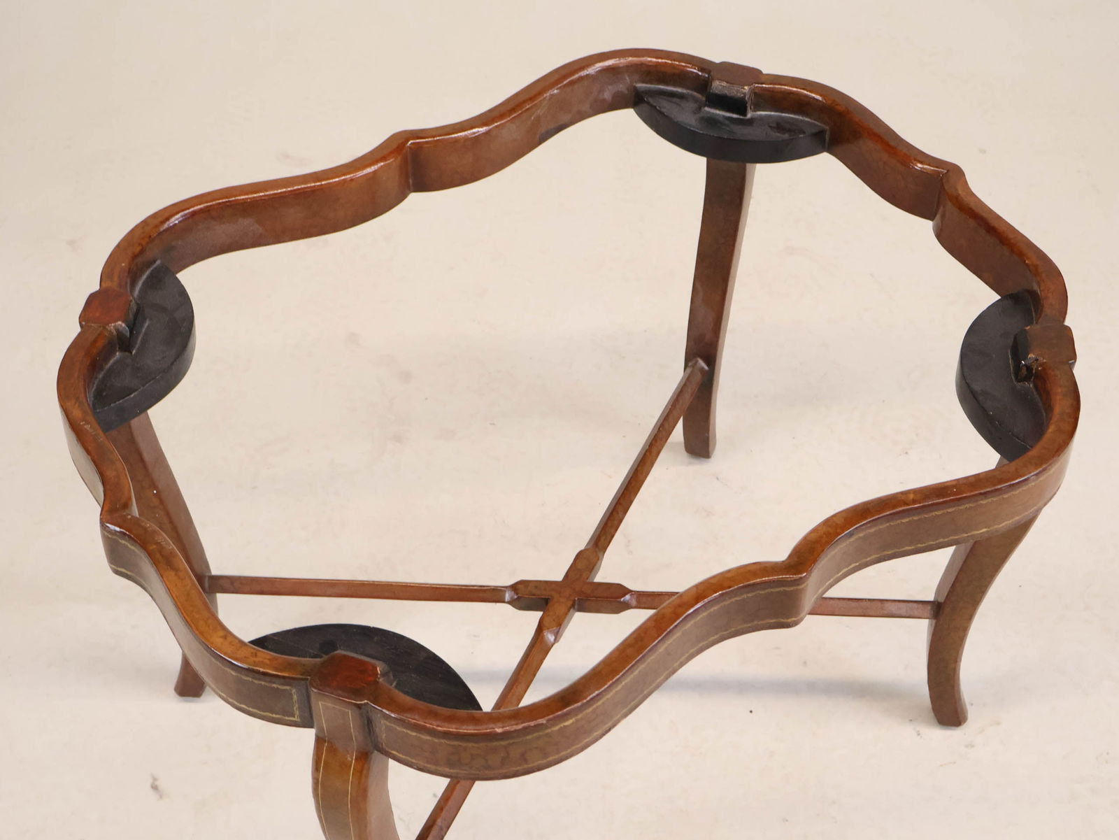 Tooled Leather Tray on Stand - 10