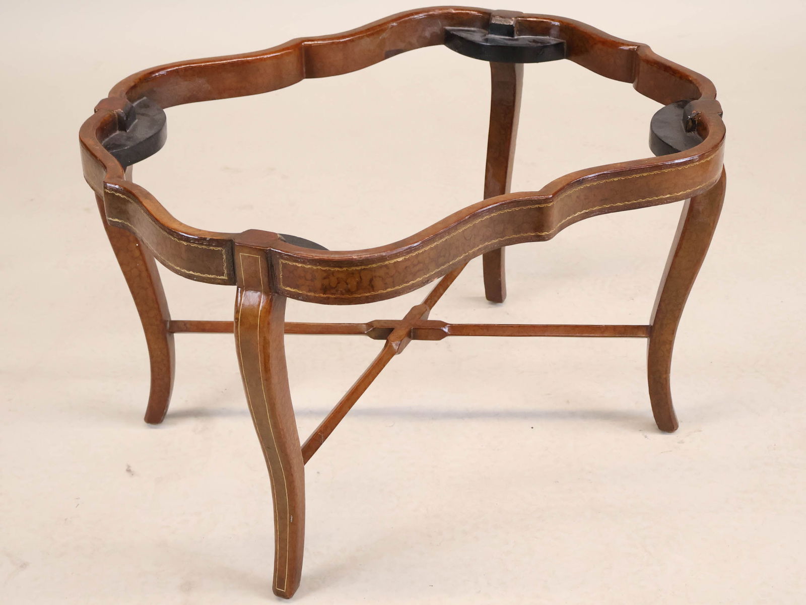 Tooled Leather Tray on Stand - 12