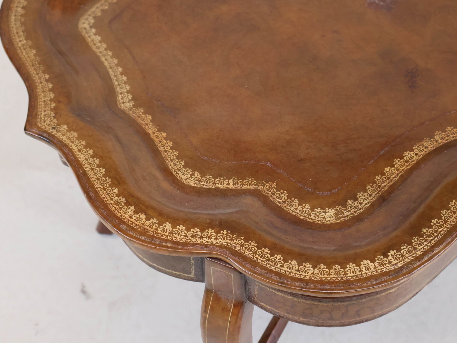 Tooled Leather Tray on Stand - 5