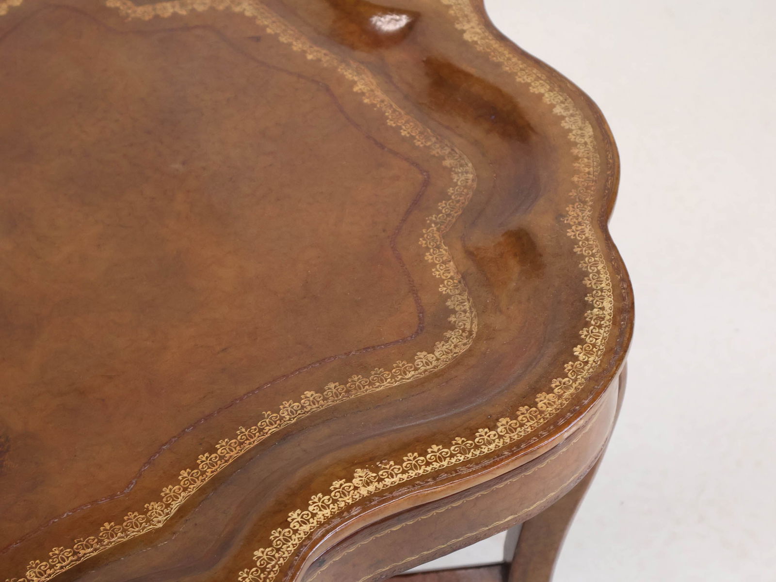 Tooled Leather Tray on Stand - 6