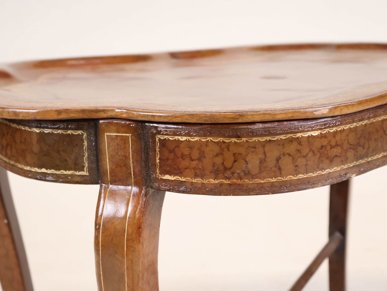 Tooled Leather Tray on Stand - 8