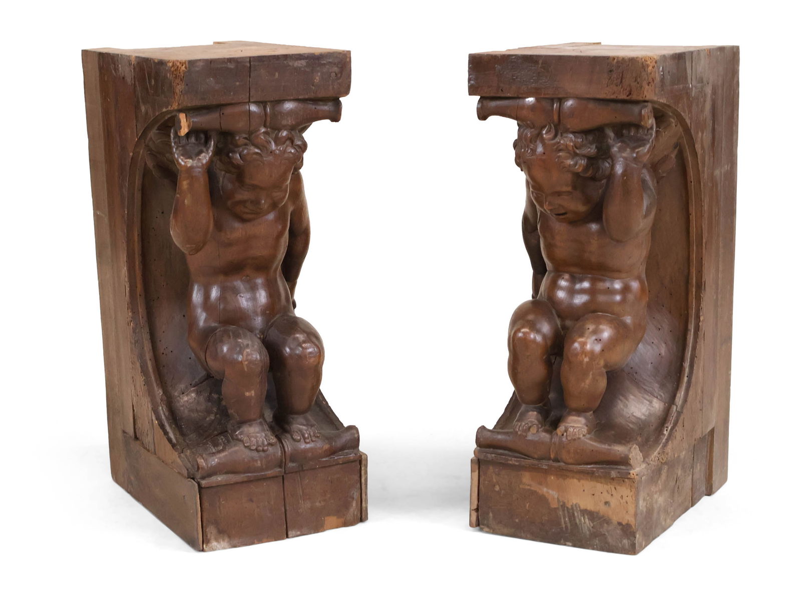 Two Carved Walnut Putti-Form Architectural Elements (1 of 14)