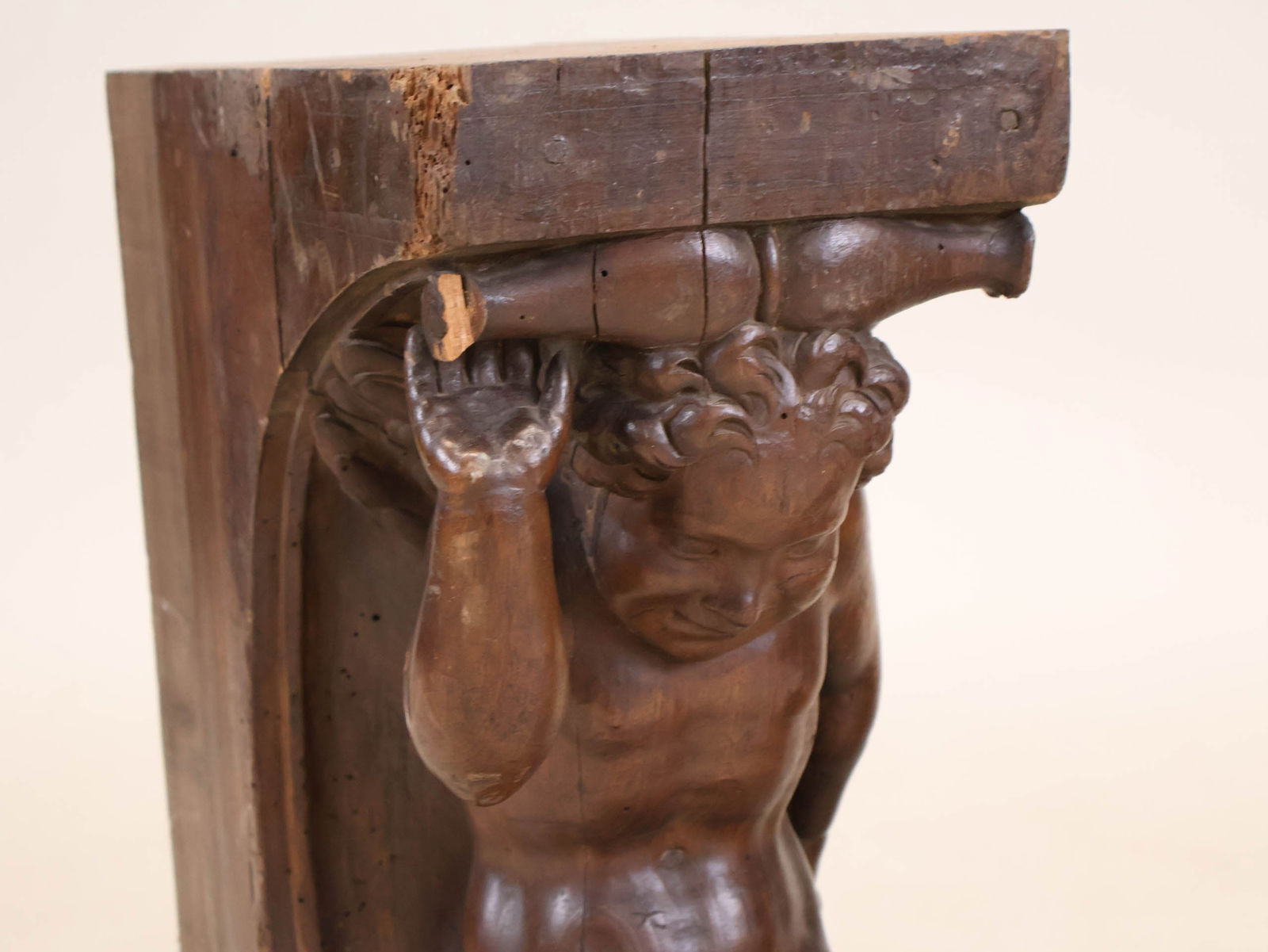 Two Carved Walnut Putti-Form Architectural Elements - 4