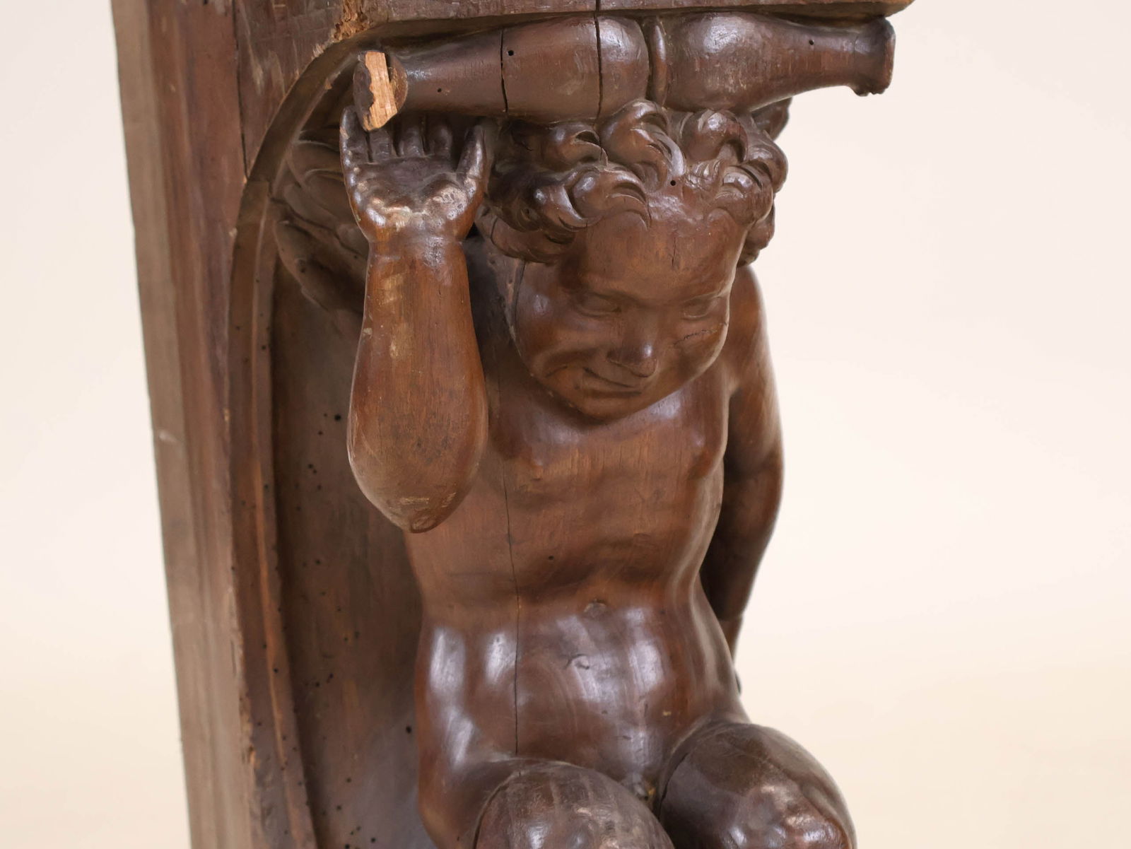 Two Carved Walnut Putti-Form Architectural Elements - 5