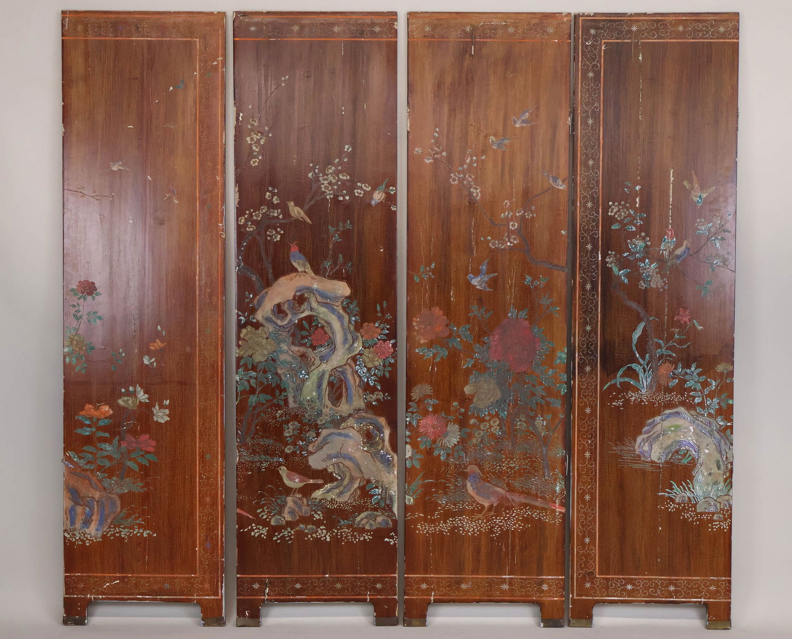 Chinese Lacquer Four Panel Screen - 14