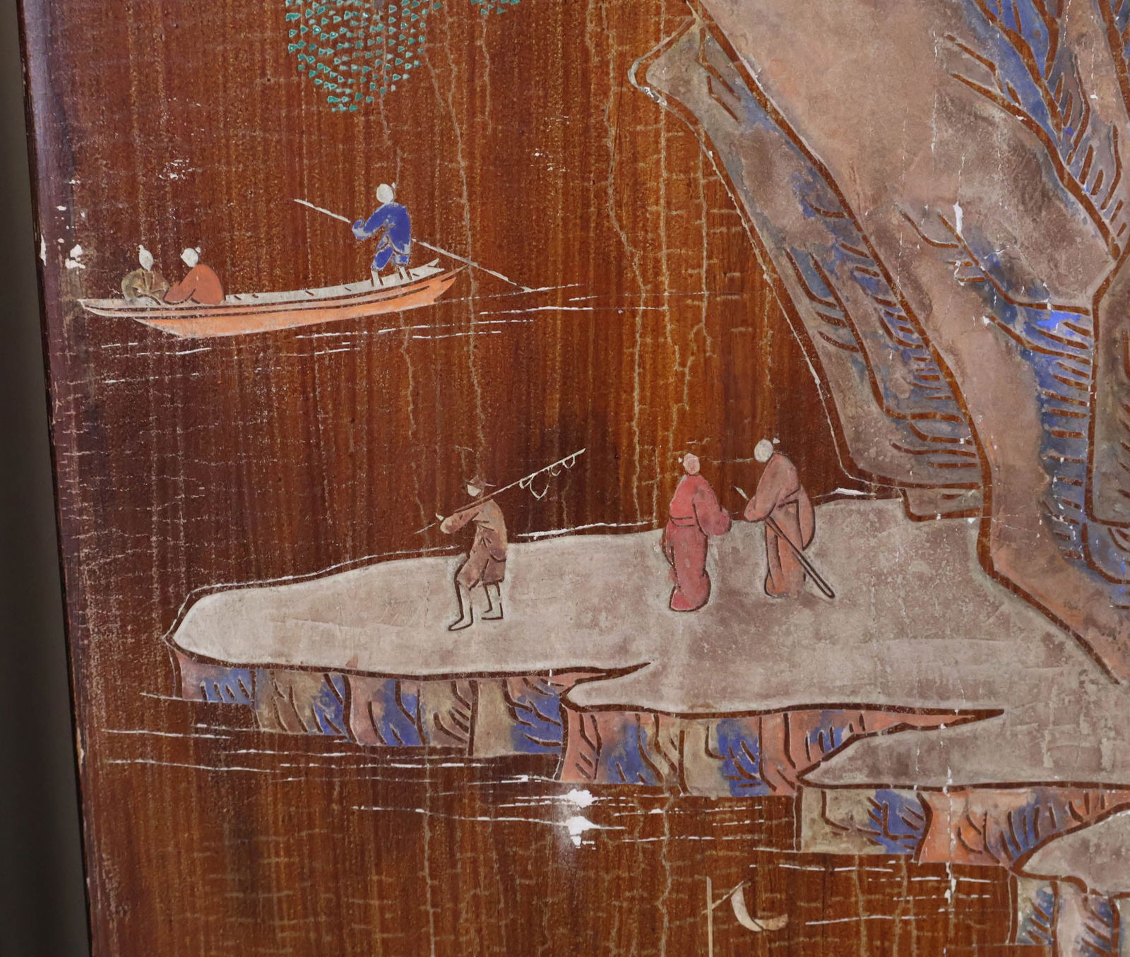 Chinese Lacquer Four Panel Screen - 7