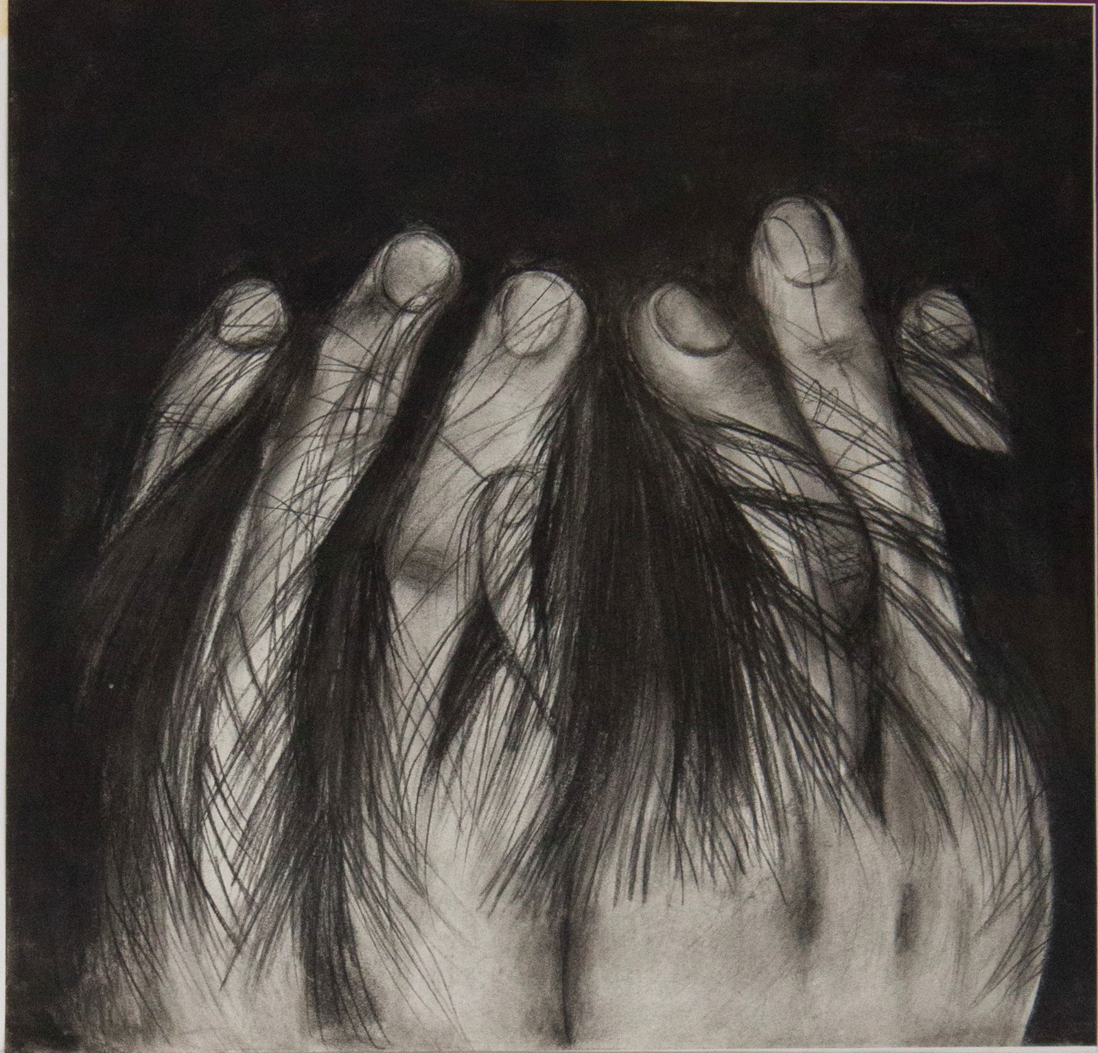 Fingers in Hair, Charcoal on Paper (1 of 4)
