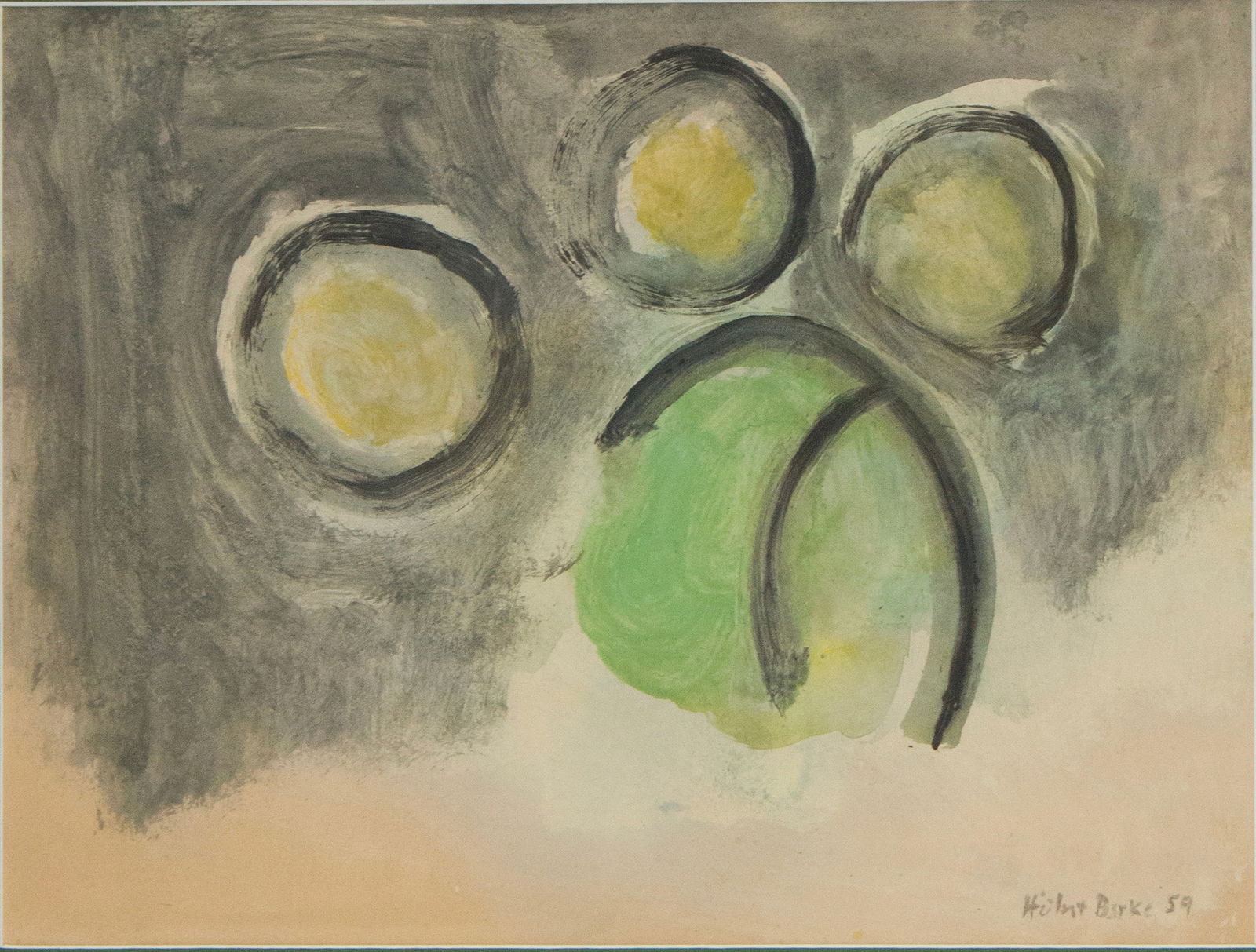 Hubert Berke, 1908-1979, Abstract, Watercolor and Ink on Paper (1 of 5)