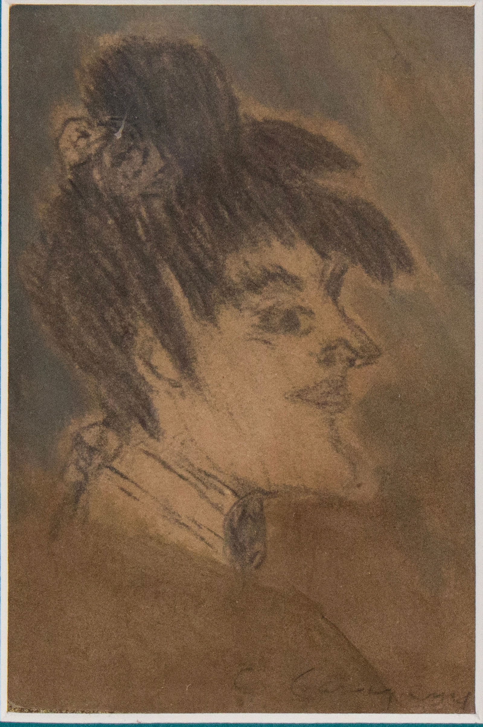 Carles Casagemas, 1880-1901, Woman in Profile, Wash and Pencil: Carles Casagemas1880-1901Woman in ProfileWash and PencilSigned l.r.Sight: 4 1/2 x 3 in. (11.4 x 7.6 cm.), Frame: 18 x 16 1/4 in. (45.7 x 41.3 cm.)