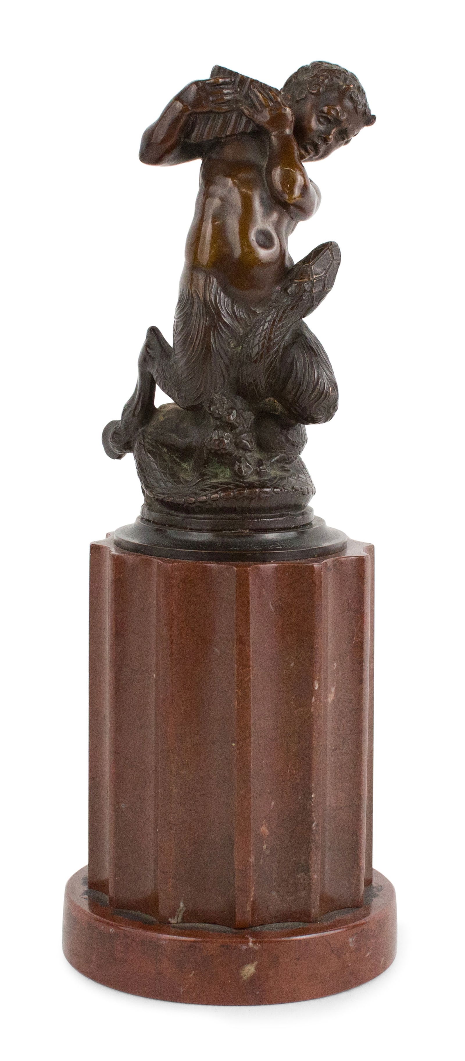 Vaclav Novak, Czech 1880-1917, Young Pan, Bronze: Vaclav Novak Czech, 1880-1917 Young Pan Bronze Mounted on serpentine demi-pedestal. Overall: 11 1/4 x 4 1/4 in. (28.6 x 10.8 cm.)