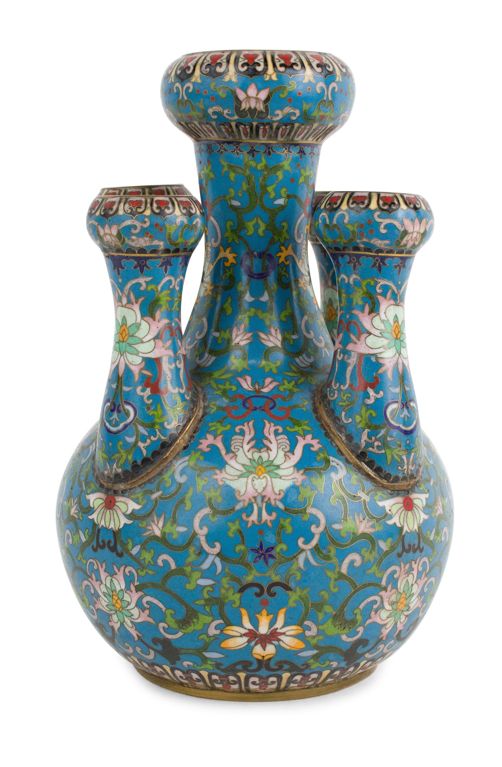 Chinese Cloisonne Garlic Bulb Vase: Chinese Cloisonne Garlic Bulb Vase 20th C. 11 3/4 x 8 in. (29.8 x 20.3 cm.)