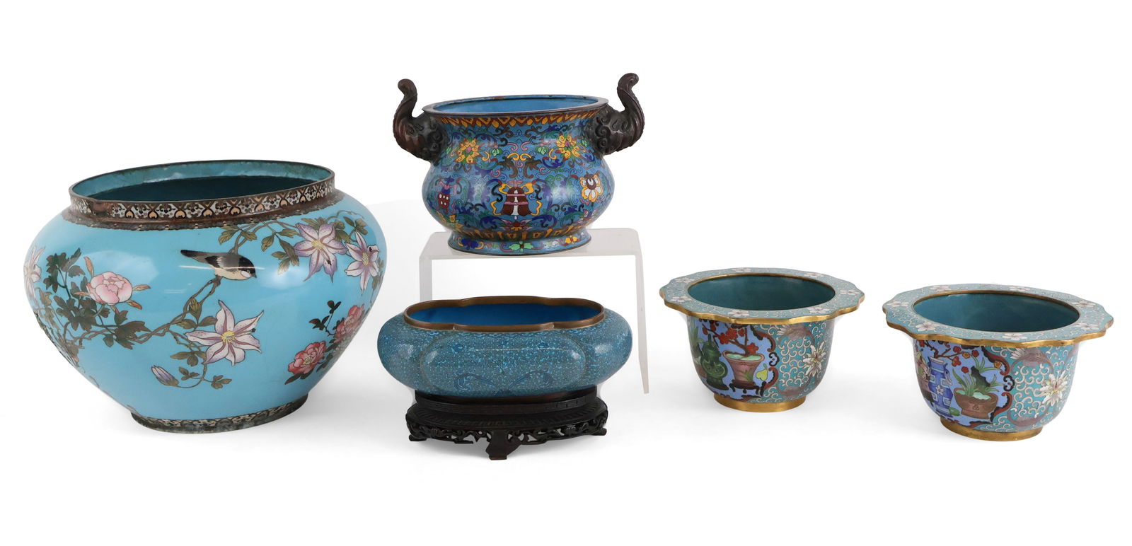 Five Chinese Cloisonne Planters and Cache Pot (1 of 20)