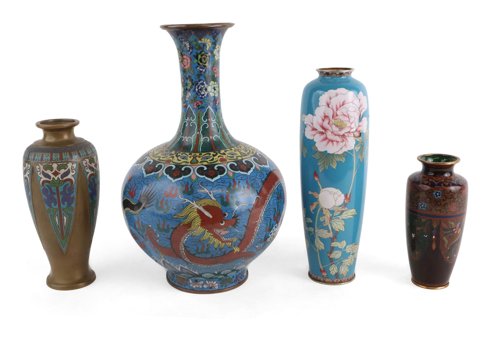 Four Chinese Cloisonne and Enamel Vases (1 of 18)