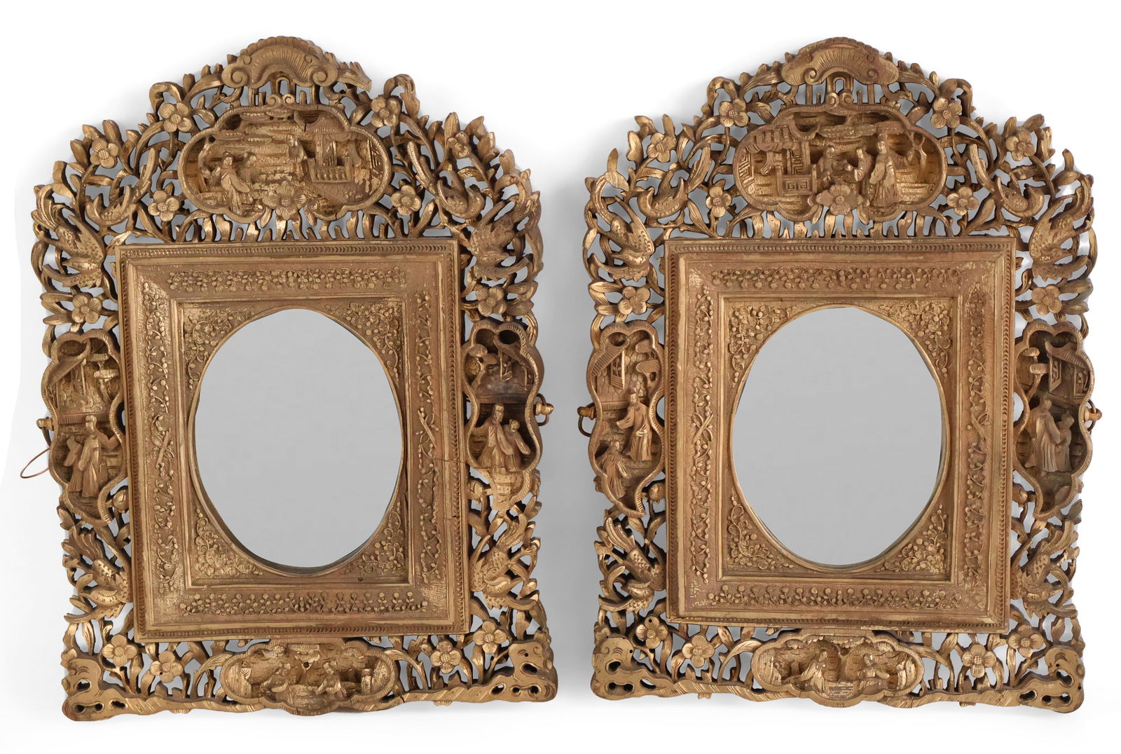 Pair of Chinese Giltwood Highly Carved Mirrors (1 of 10)