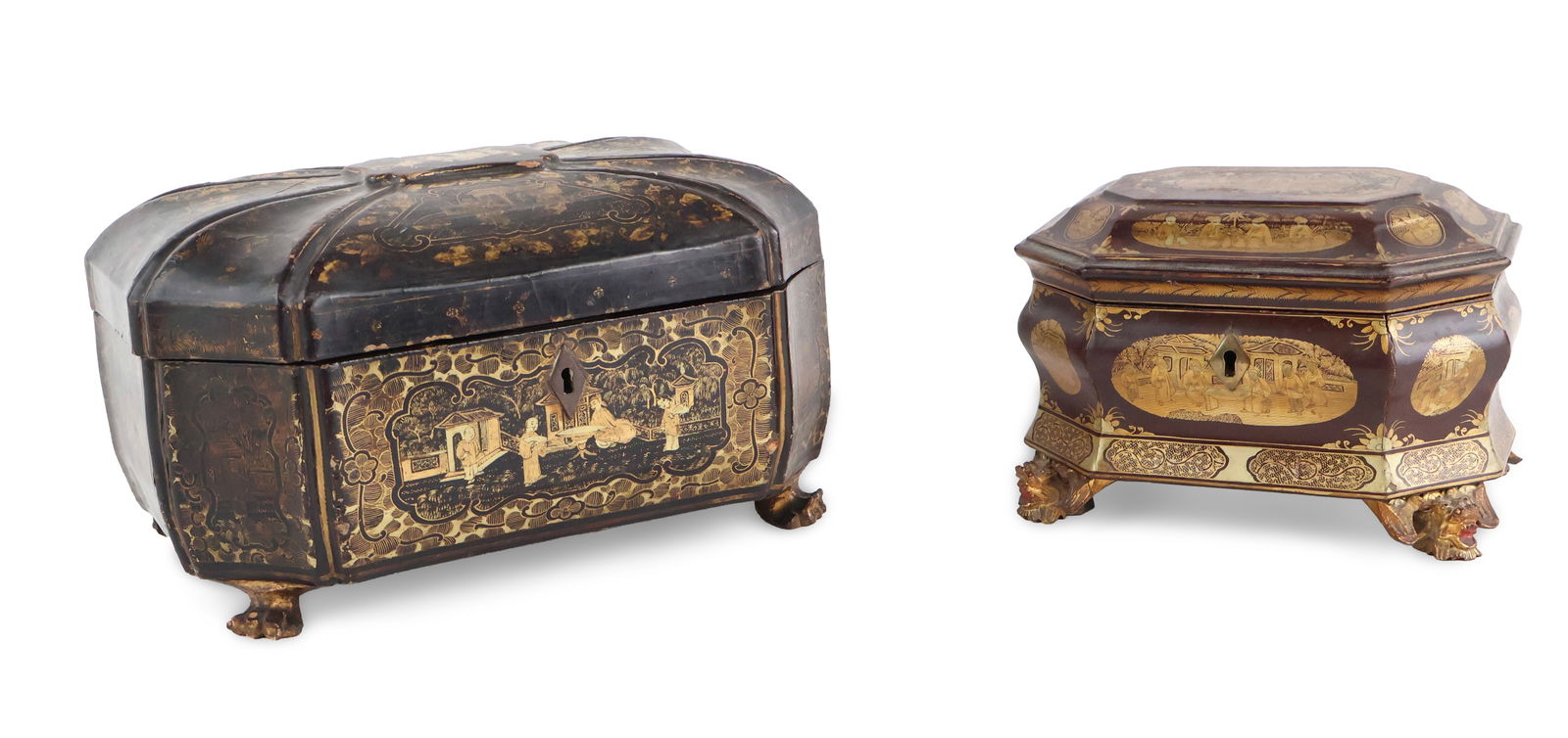 Two Chinese Gilt Decorated Lacquer Boxes (1 of 12)