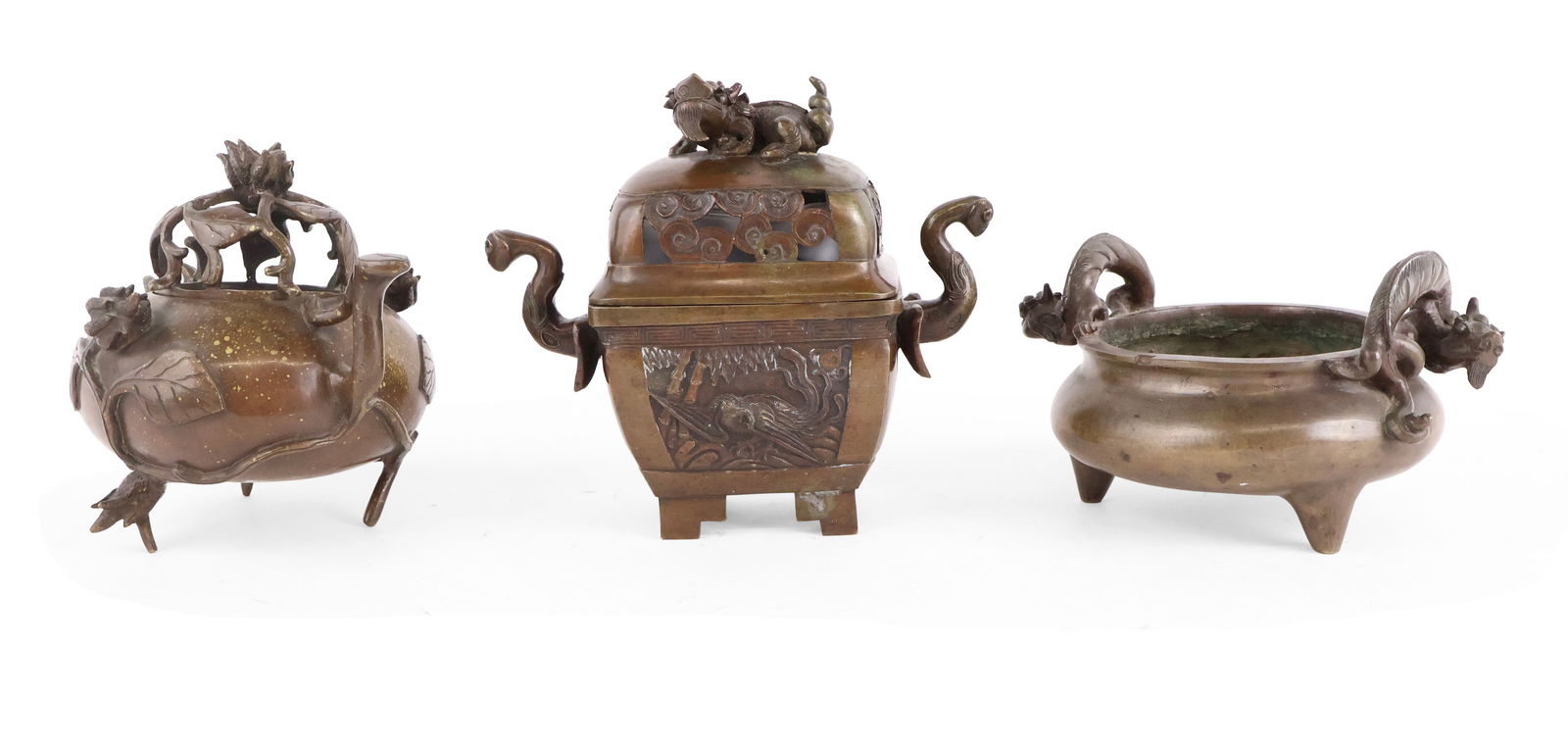 Three Chinese Bronze Incense Burners (1 of 19)