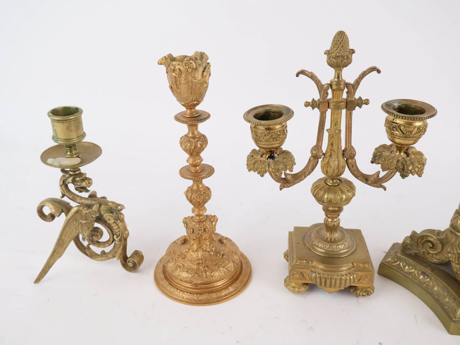 Seven Neoclassical Style Brass and Ormolu Candlesticks - 10