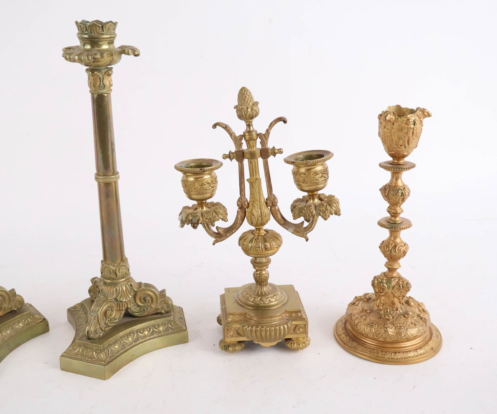 Seven Neoclassical Style Brass and Ormolu Candlesticks - 12