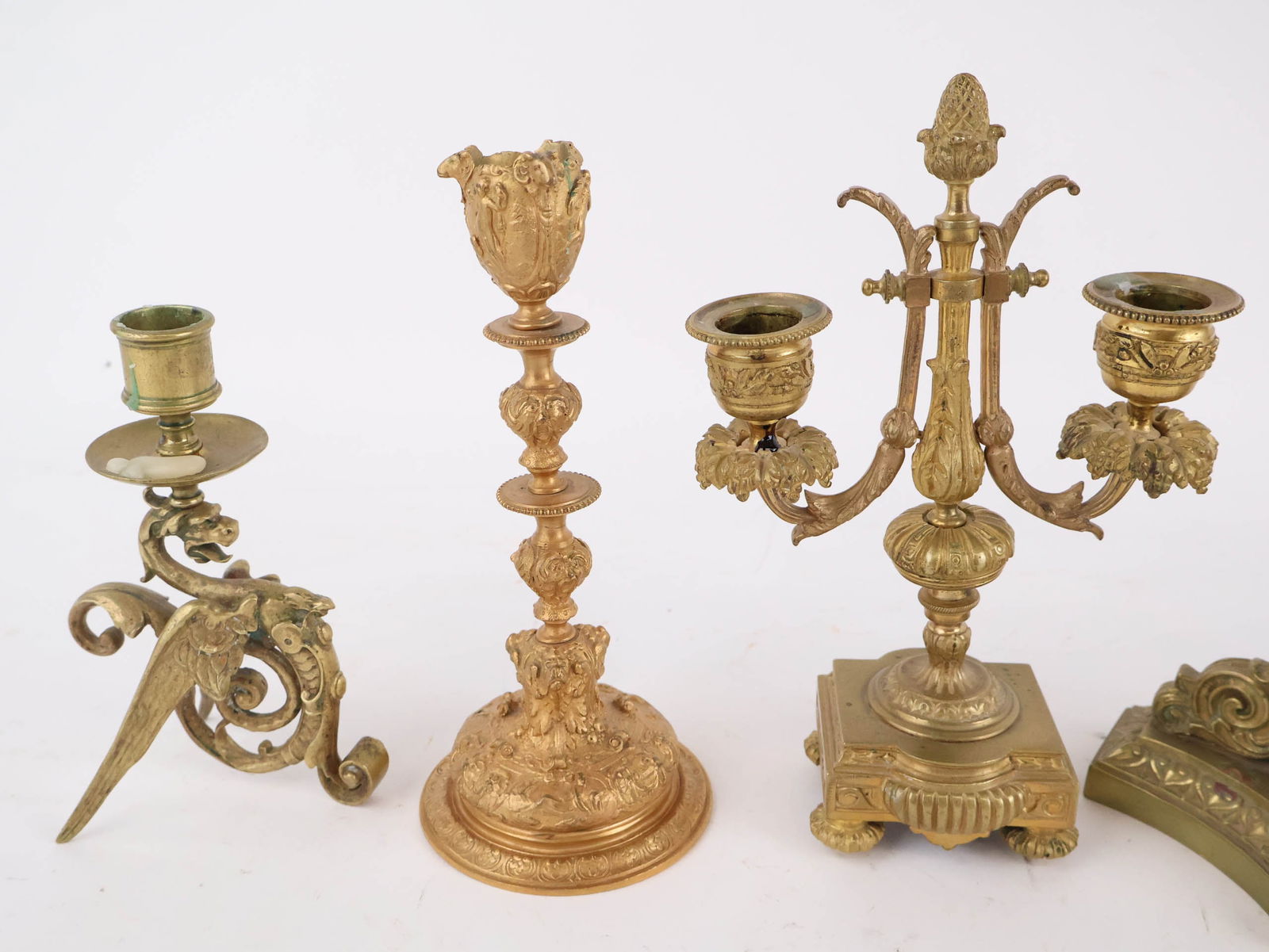 Seven Neoclassical Style Brass and Ormolu Candlesticks - 8