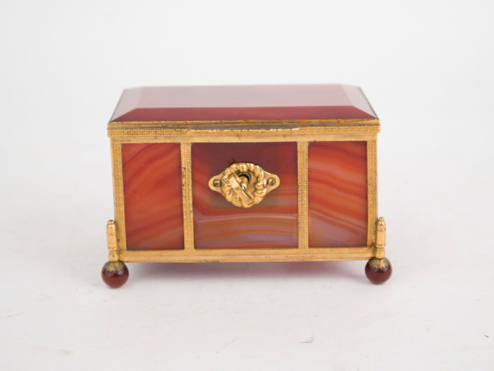Neoclassical Style Ormolu-Mounted Agate Trinket Box - 8