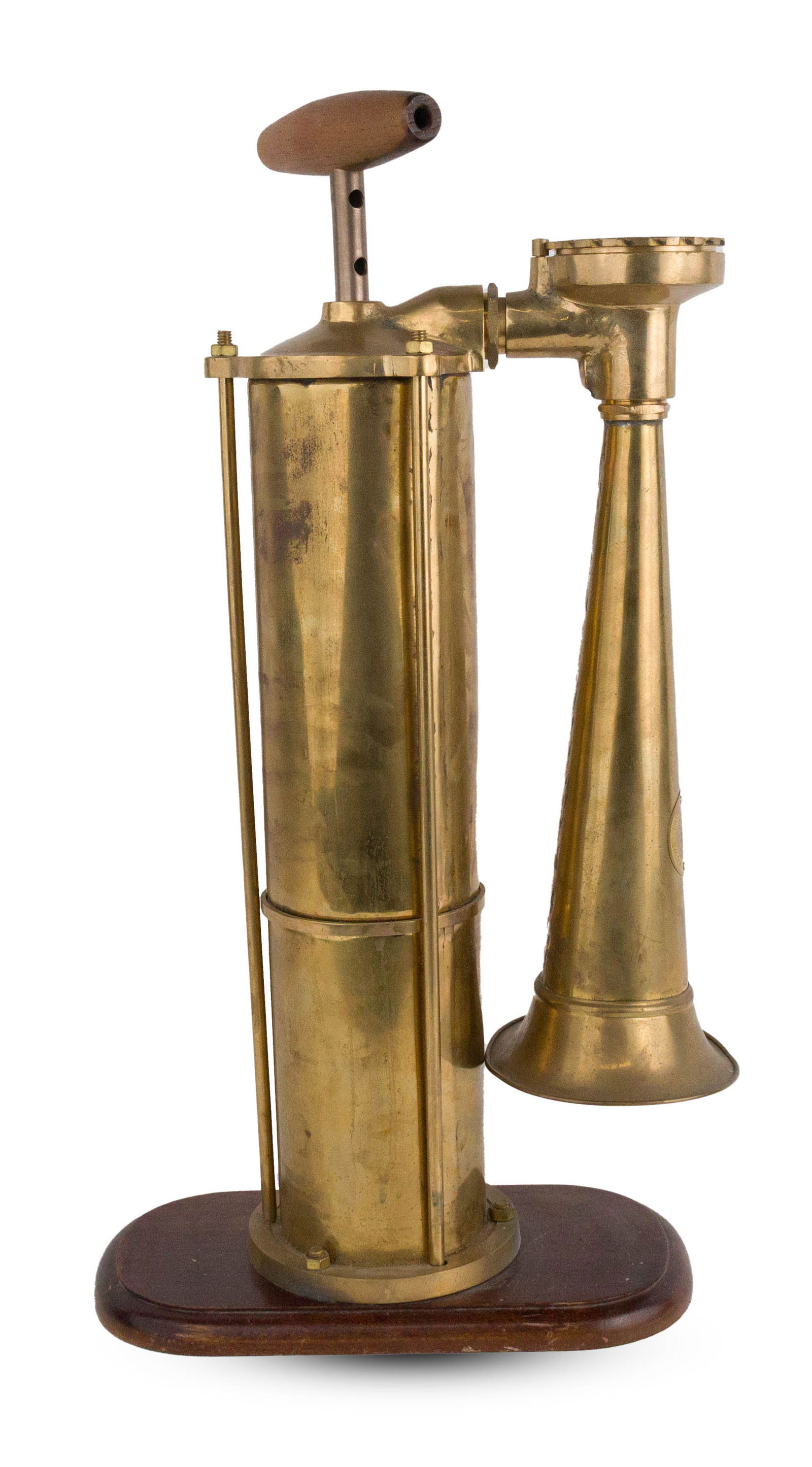 Tyfon Brass Fogforn: Tyfon Brass Fogforn Malmo, Sweden, 20th C. 23 x 12 x 6 1/4 in. (58.4 x 30.5 x 15.9 cm.)