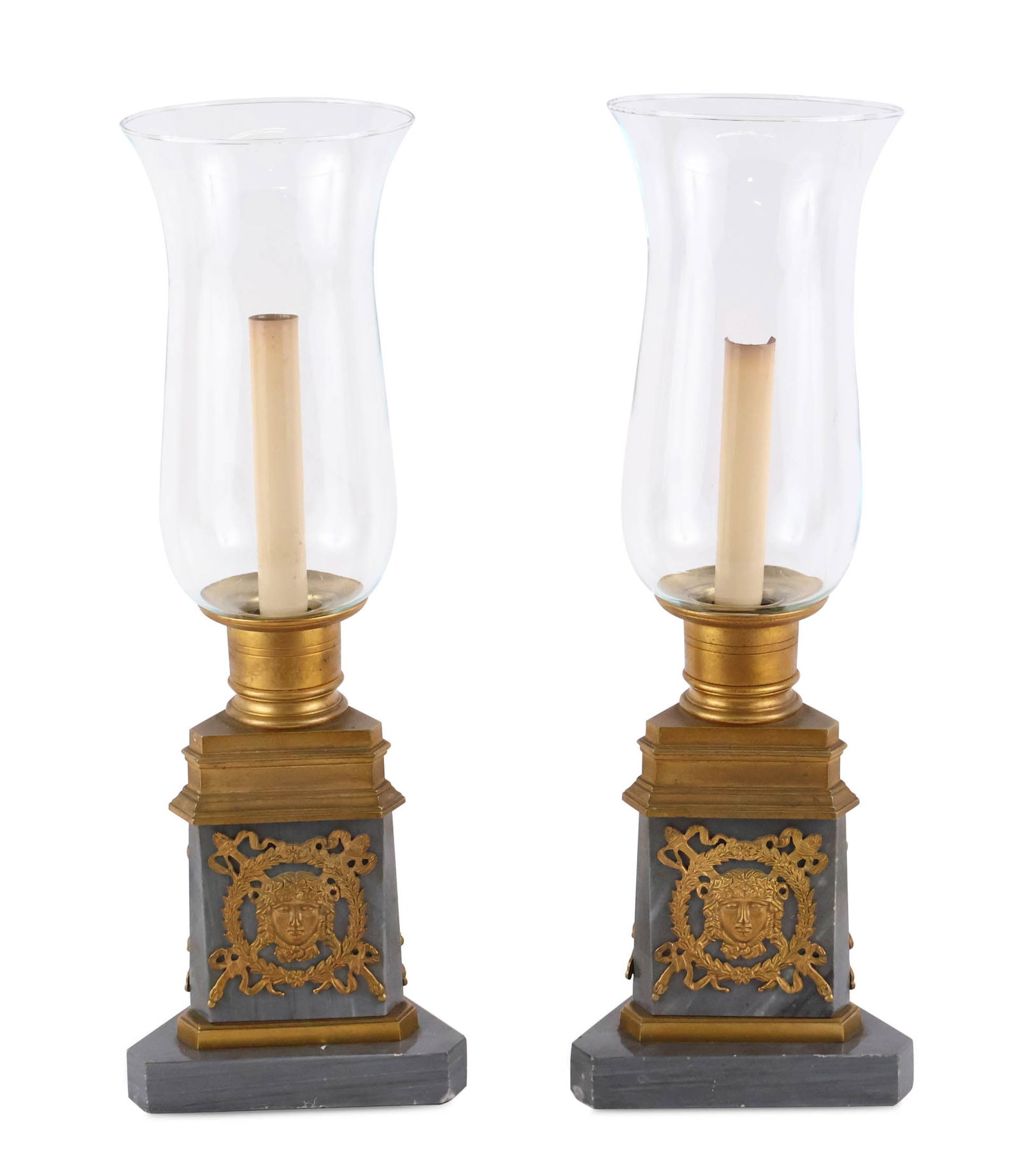 Pair of French Empire Gilt-Metal and Stone Lamps (1 of 8)