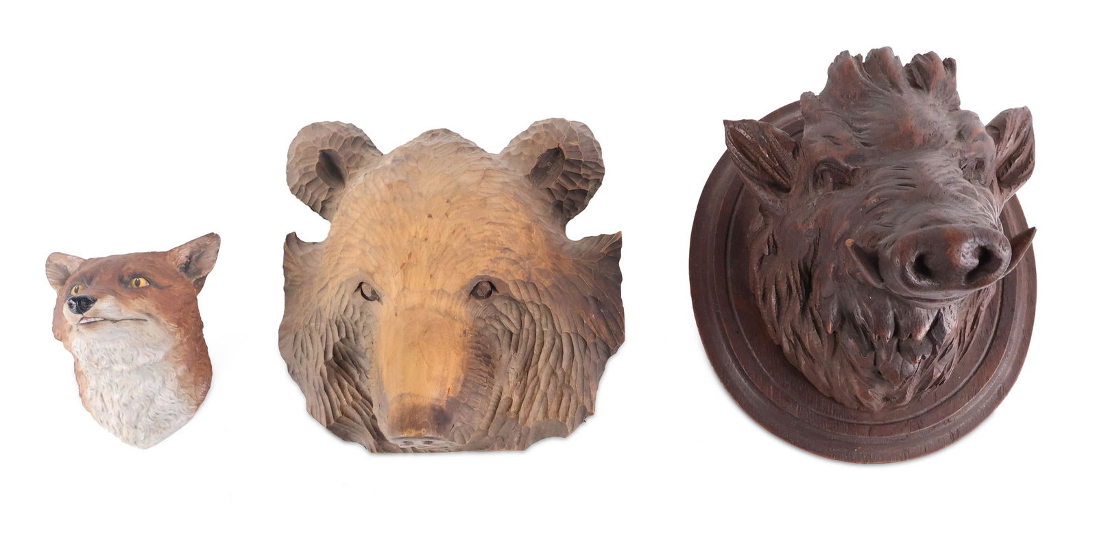 Black Forest Carved Wood Boar's Head (1 of 12)