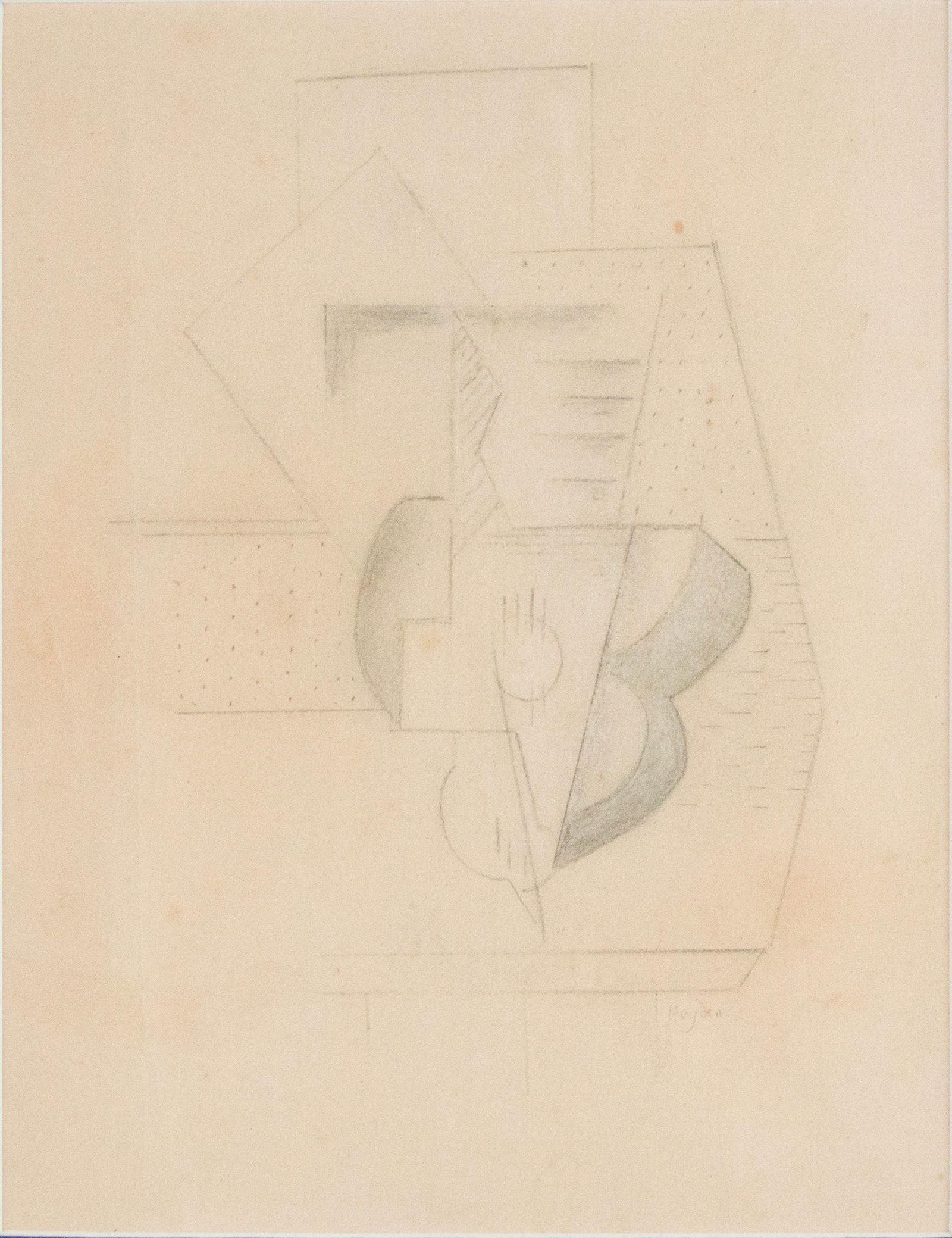 Henri Hayden, 1883-1970, Abstract, Pencil on Paper: Henri Hayden1883-1970AbstractPencil on PaperSigned "Hayden".Sight: 9 1/4 x 6 3/4 in. (23.5 x 17.1 cm.), Frame: 14 1/2 x 11 1/2 in. (36.8 x 29.2 cm.)