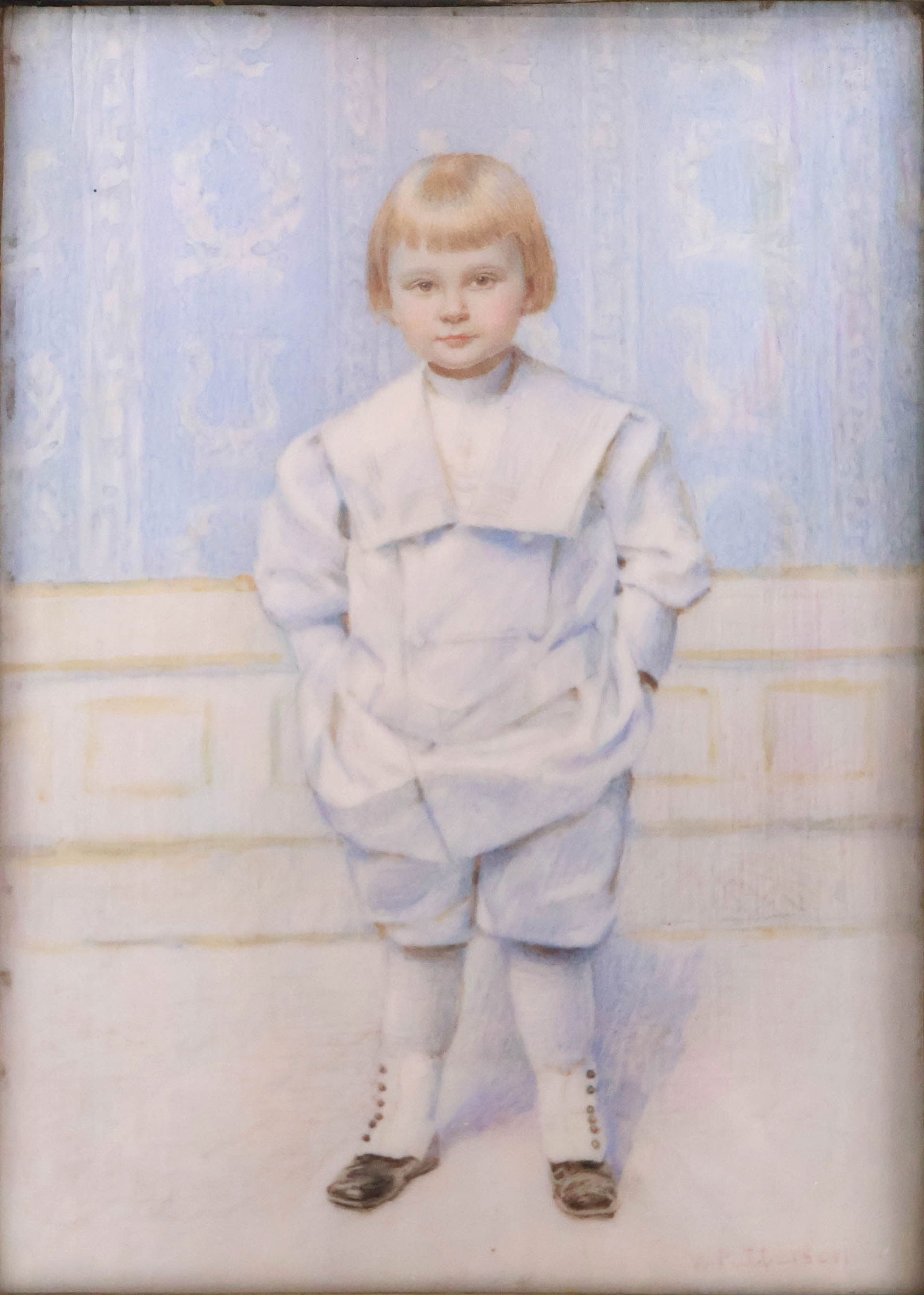 W. Patterson, Portrait of a Young Boy, Colored Pencil: W. Patterson Portrait of a Young Boy Colored Pencil Signed l.r. in a silver frame. Sight: 5 x 3 5/8 in. (12.7 x 9.2 cm.), Frame: 6 1/4 x 4 1/4 in. (15.9 x 10.8 cm.)