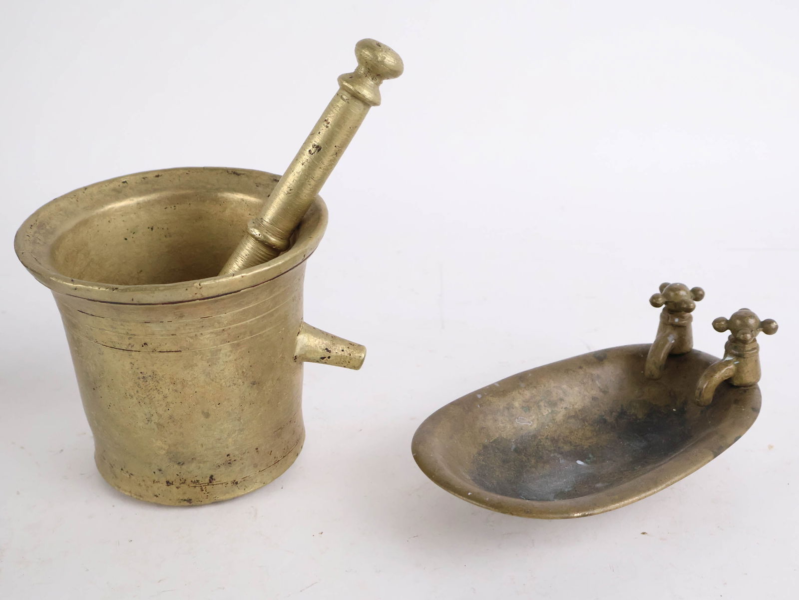 Two Brass Mortars and Pestles - 11