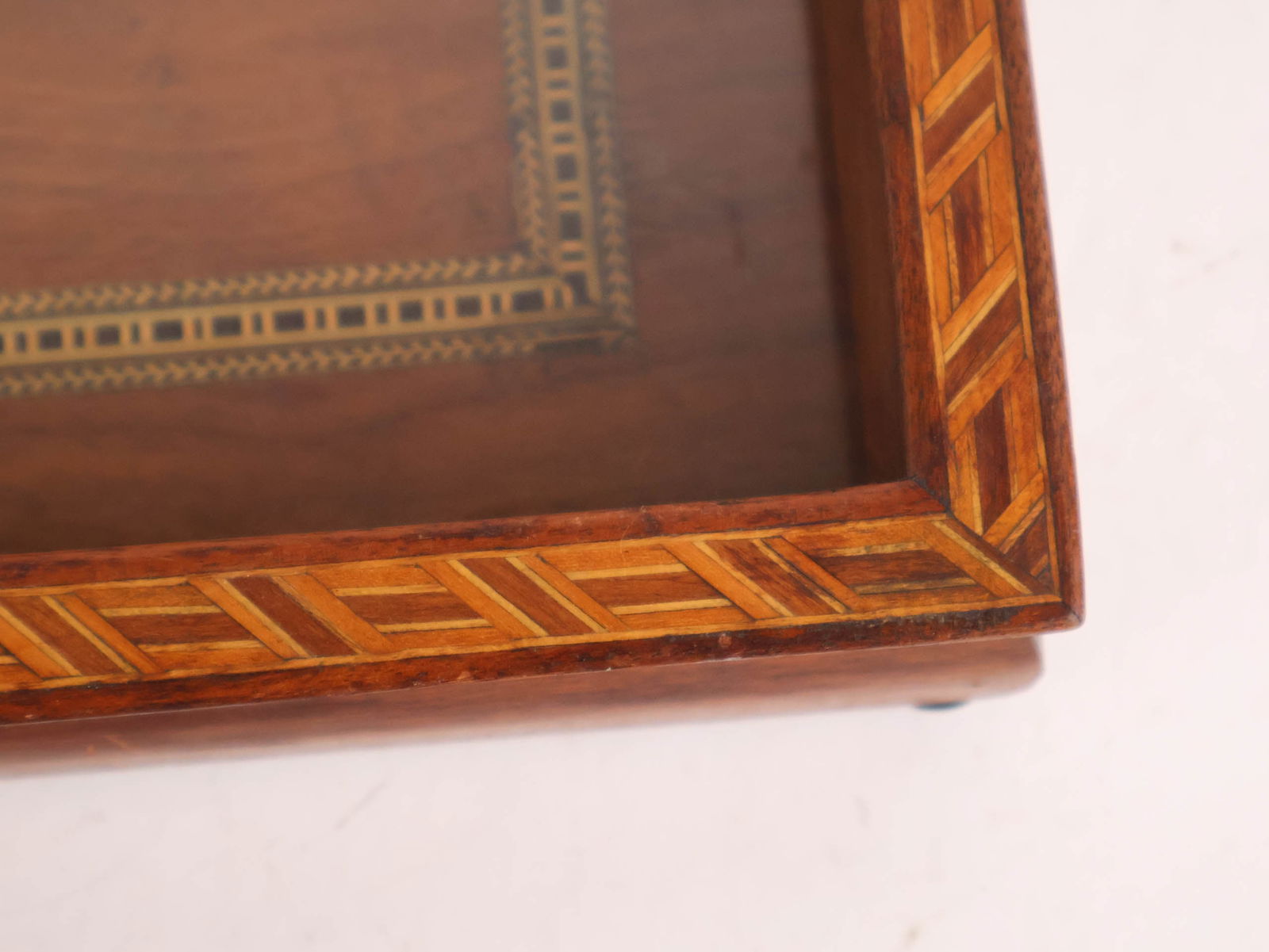 Marquetry Inlaid Brass Handled Tray - 9