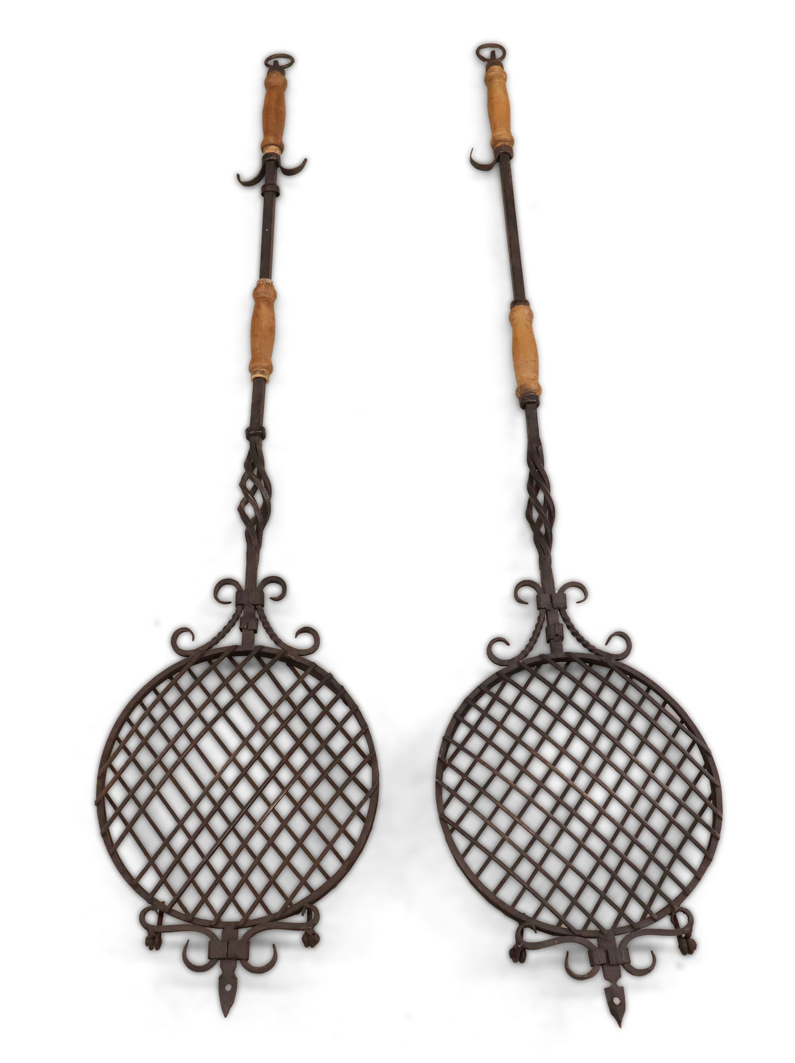Pair of Cast-Iron and Wood Handled Grills (1 of 8)