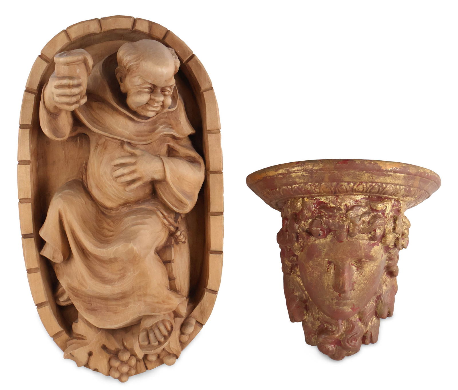 Carved Wood Wall Plaque of a Monk (1 of 14)