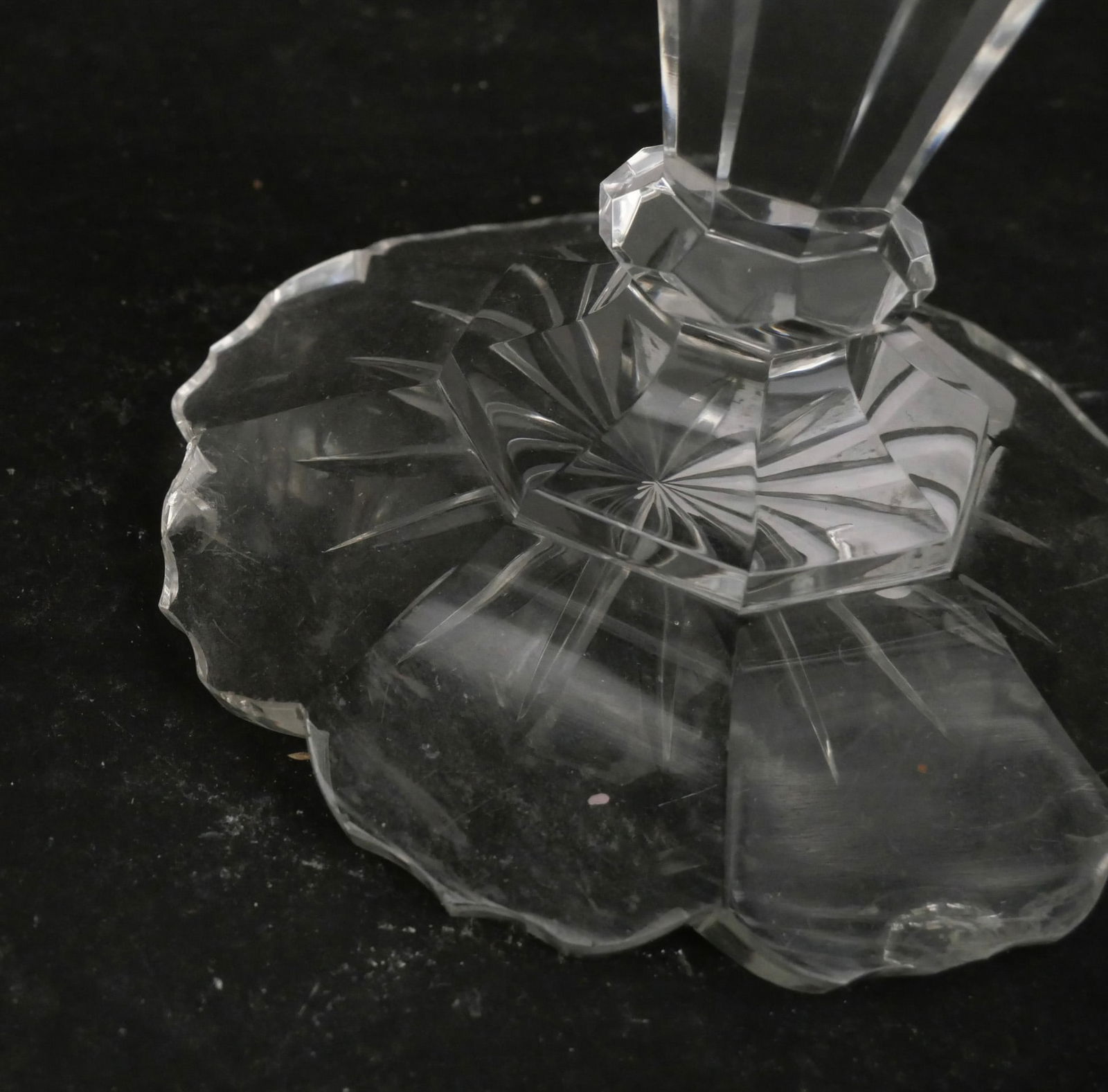 Five Colorless Glass Covered Compotes - 5