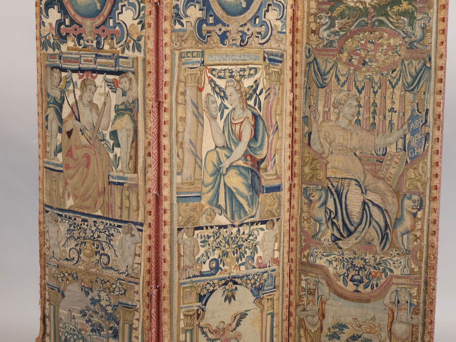 Three Panel Needlework Tapestry Screen - 3