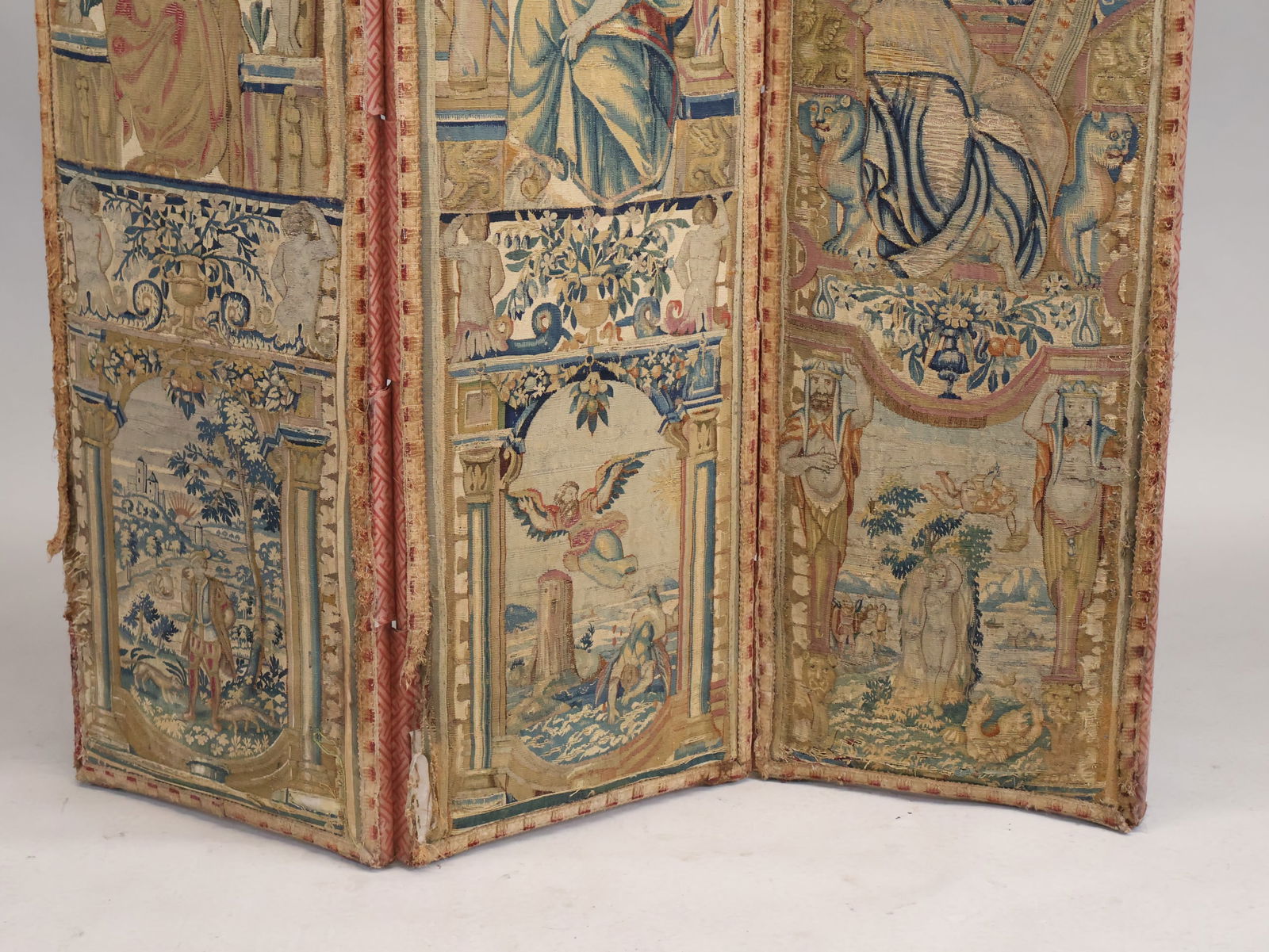 Three Panel Needlework Tapestry Screen - 4