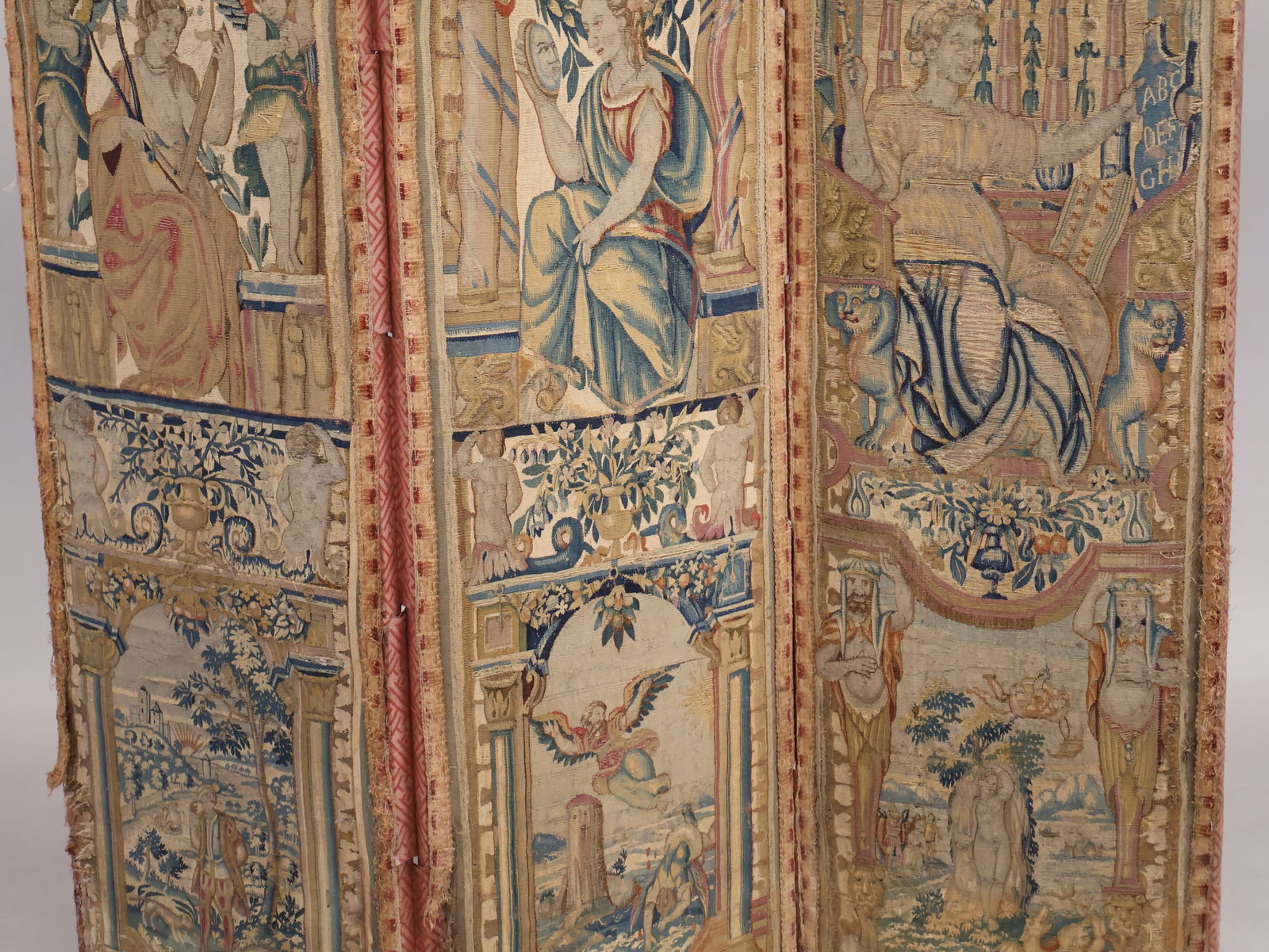 Three Panel Needlework Tapestry Screen - 5